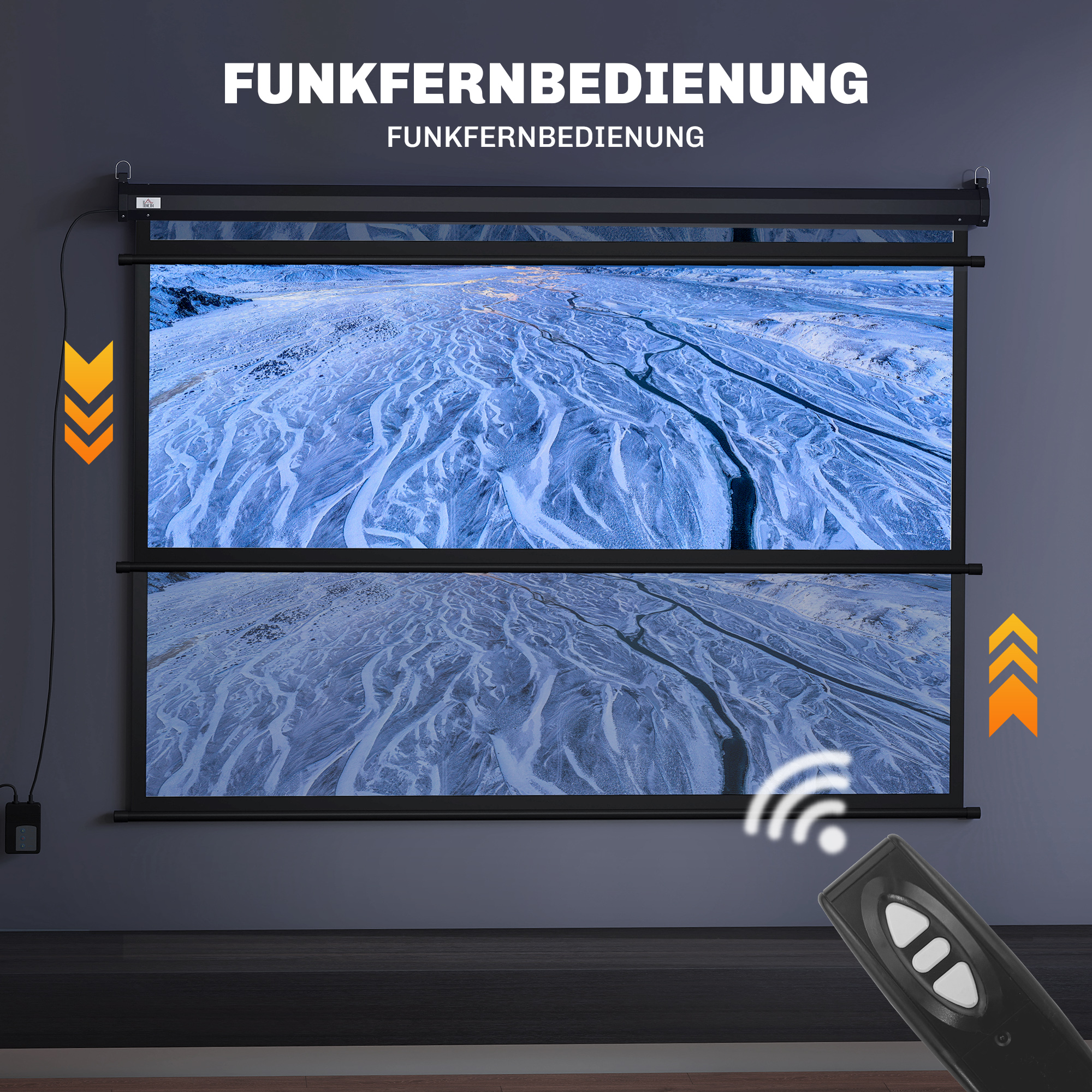 Beamer-Leinwand, Projektionsleinwand, 84", 4:3, 171x130 cm, Schwarz