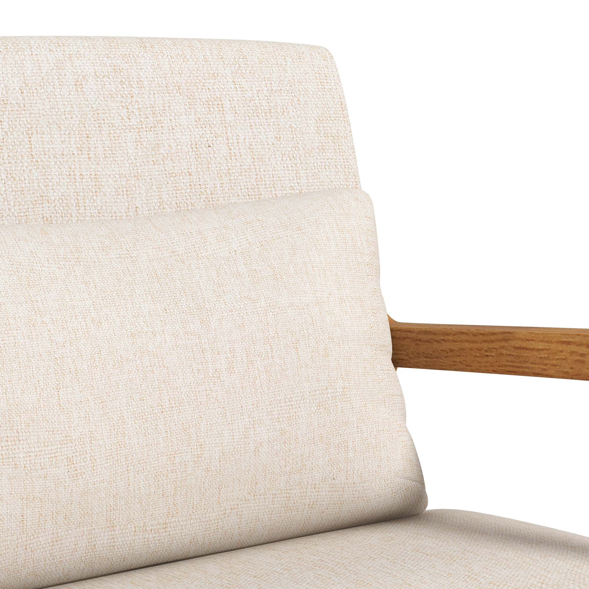 Schaukelstuhl im Retrodesign, Gummibaumholz, 64,5 cm x 92 cm x 81, 5 cm, Beige + Braun
