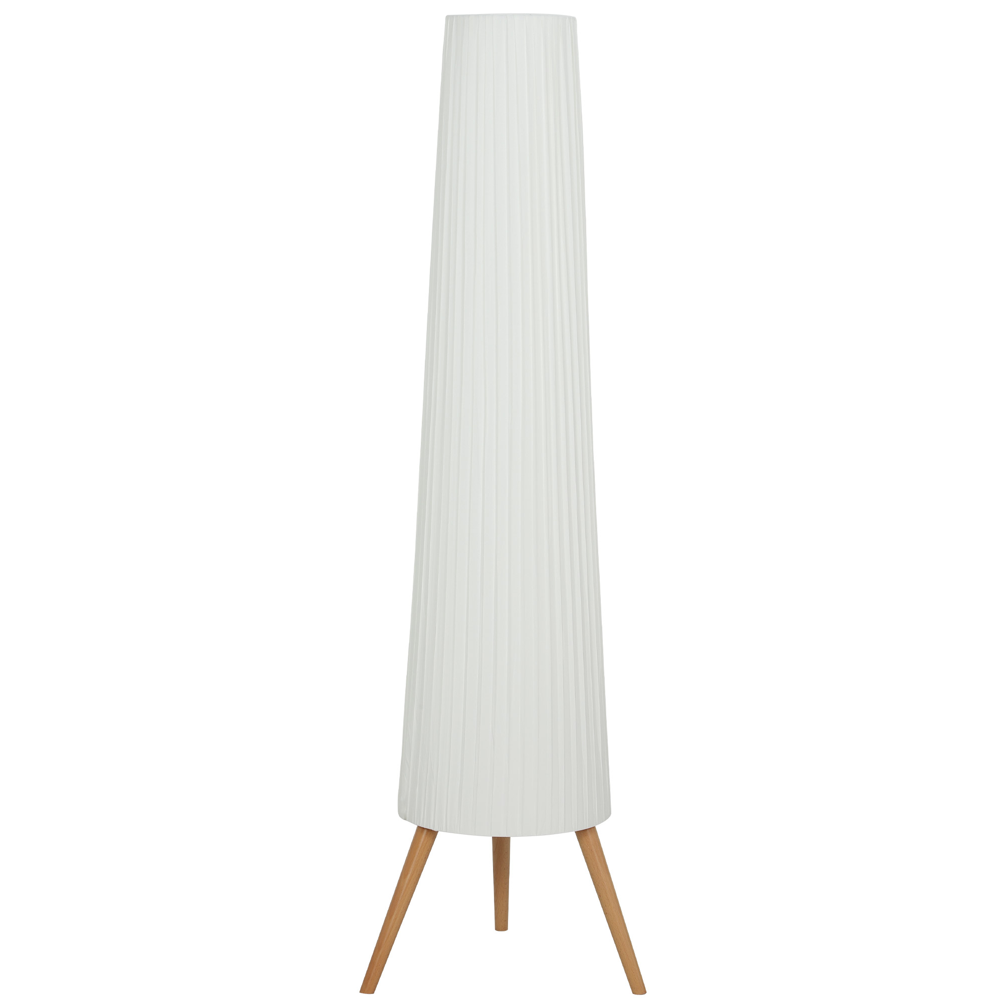 LED Stehlampe Wohnzimmer Dimmbar Holz mit Dreibein, Stehleuchte mit Fußschalter, 46 x 46 x 153 cm, Weiß