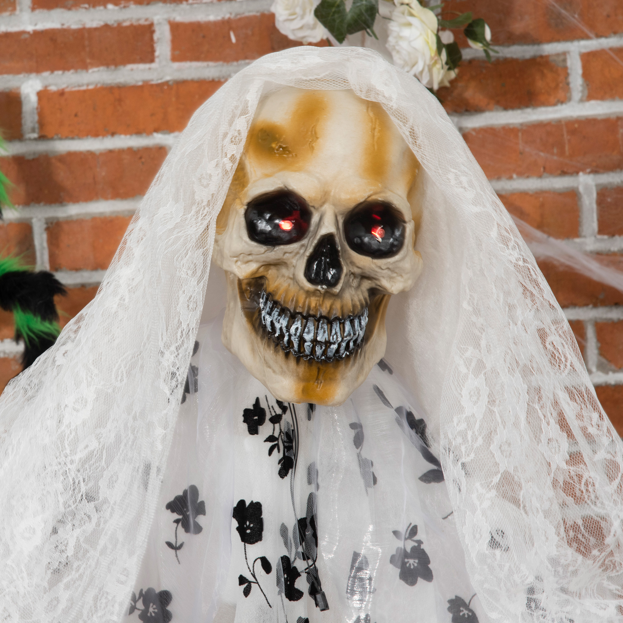 Halloween-Dekoration Geisterbraut, Schreie & Augenleuchten, bewegungsaktiviert, 170cm groß, Indoor