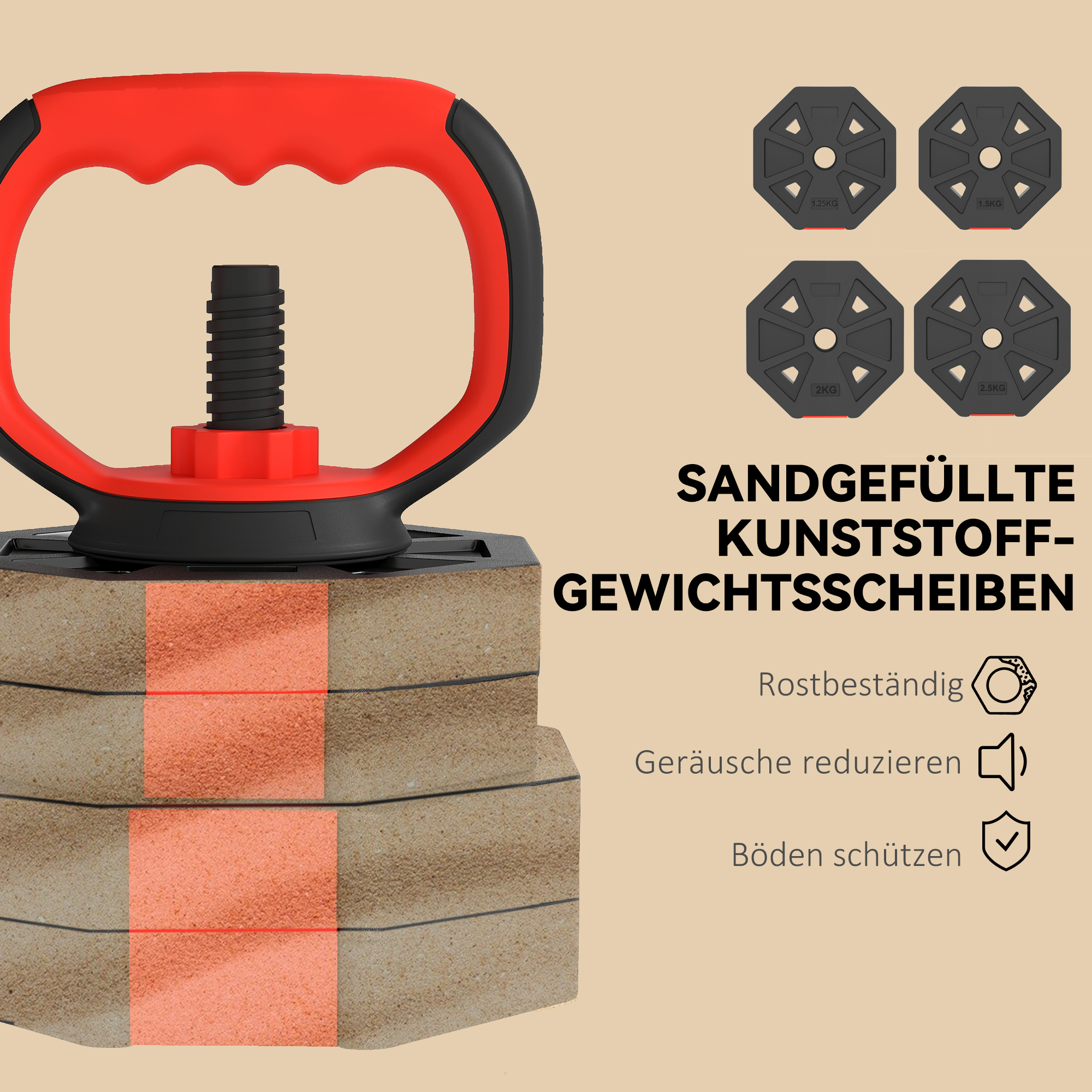 6-in-1 Hantelset Kurzhantel Set Kurzhanteln Langhanteln verstellbar 30 KG für Krafttraining Zuhause