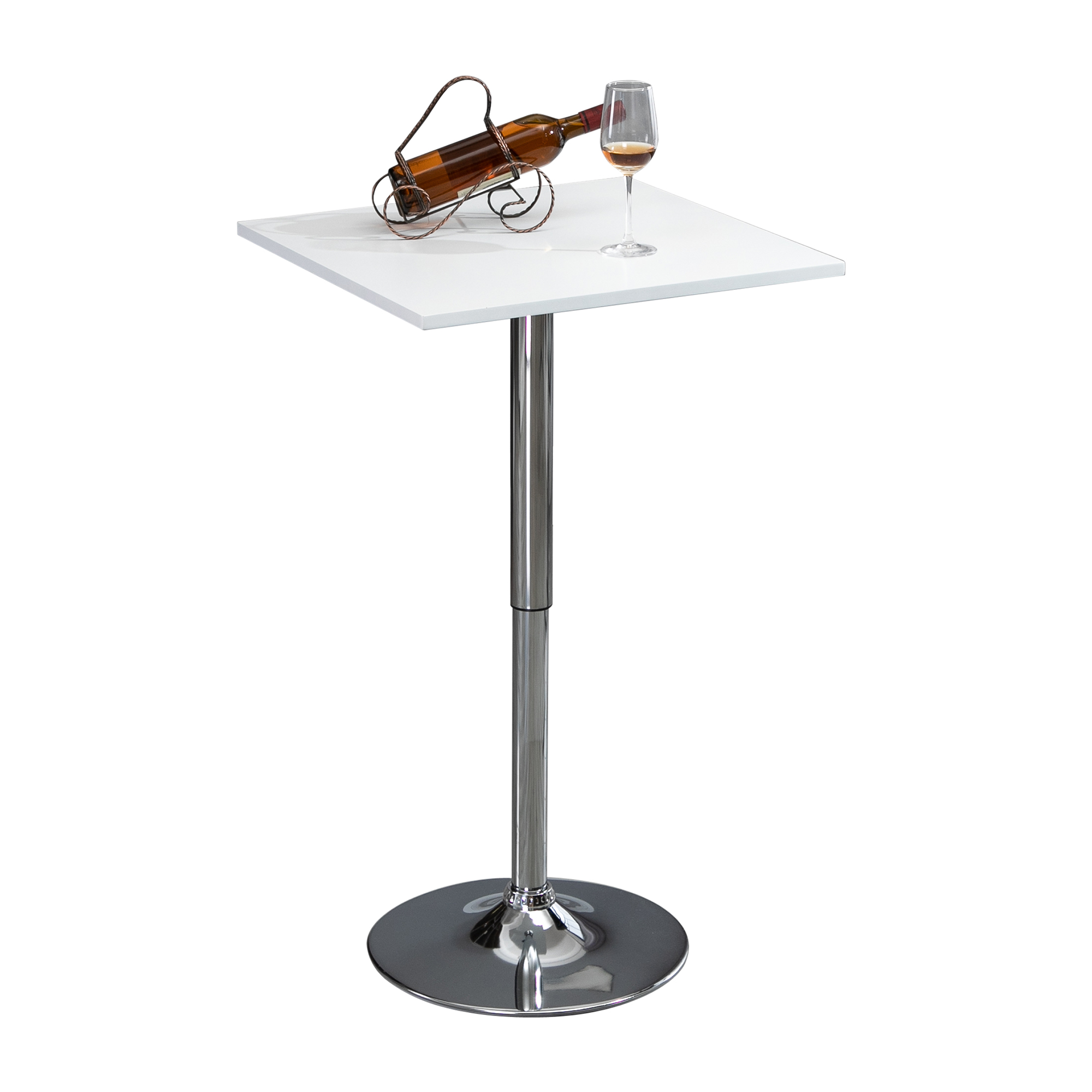 Höhenverstellbarer Bartisch, 360° drehbar, kratzfeste Füße, stabile Metallbasis, Weiß