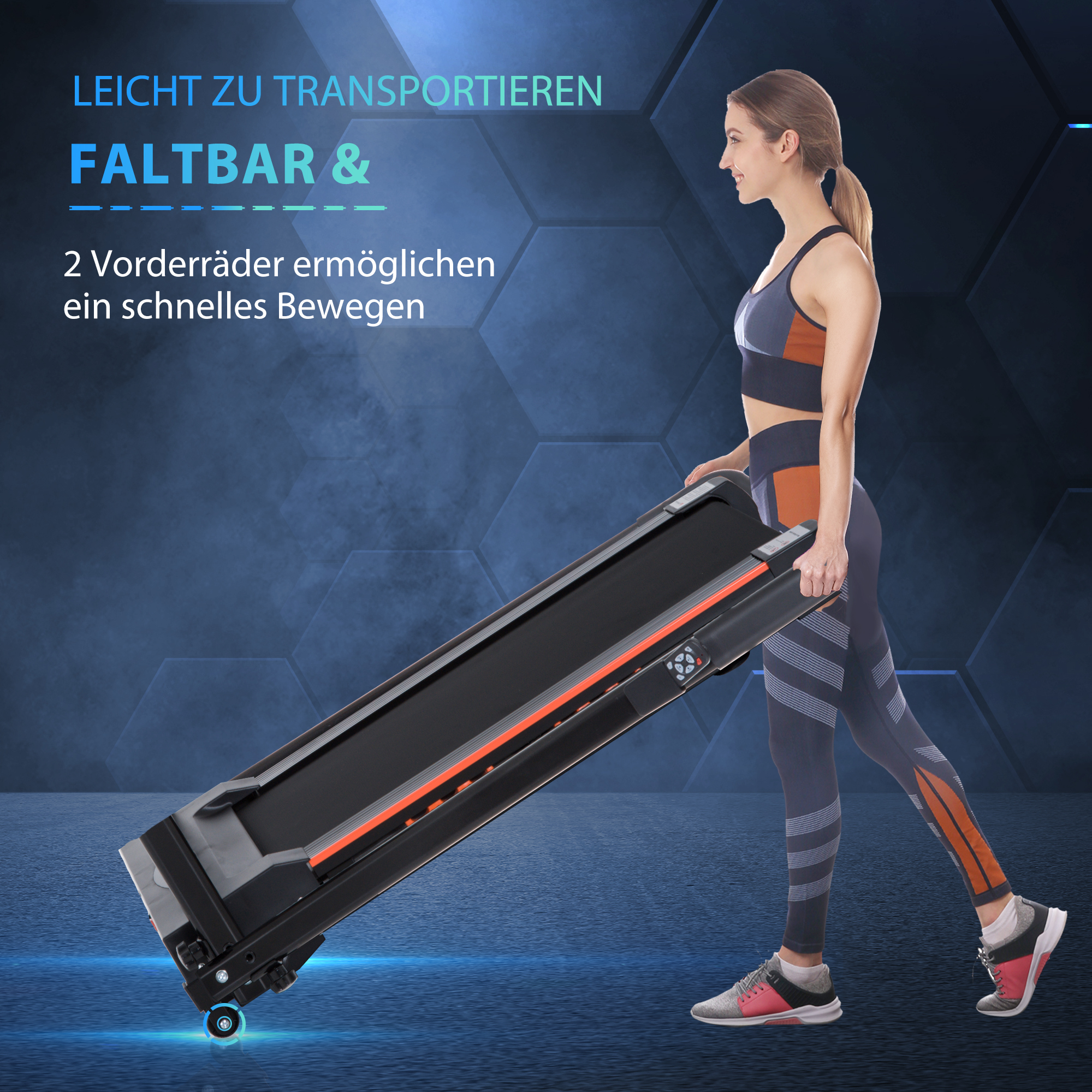 Laufband für Zuhause mit LCD Display, Faltbares Fitnessgerät, 1-6 Km/h, Stahl, Schwarz, 105 x 56 x 108,5 cm