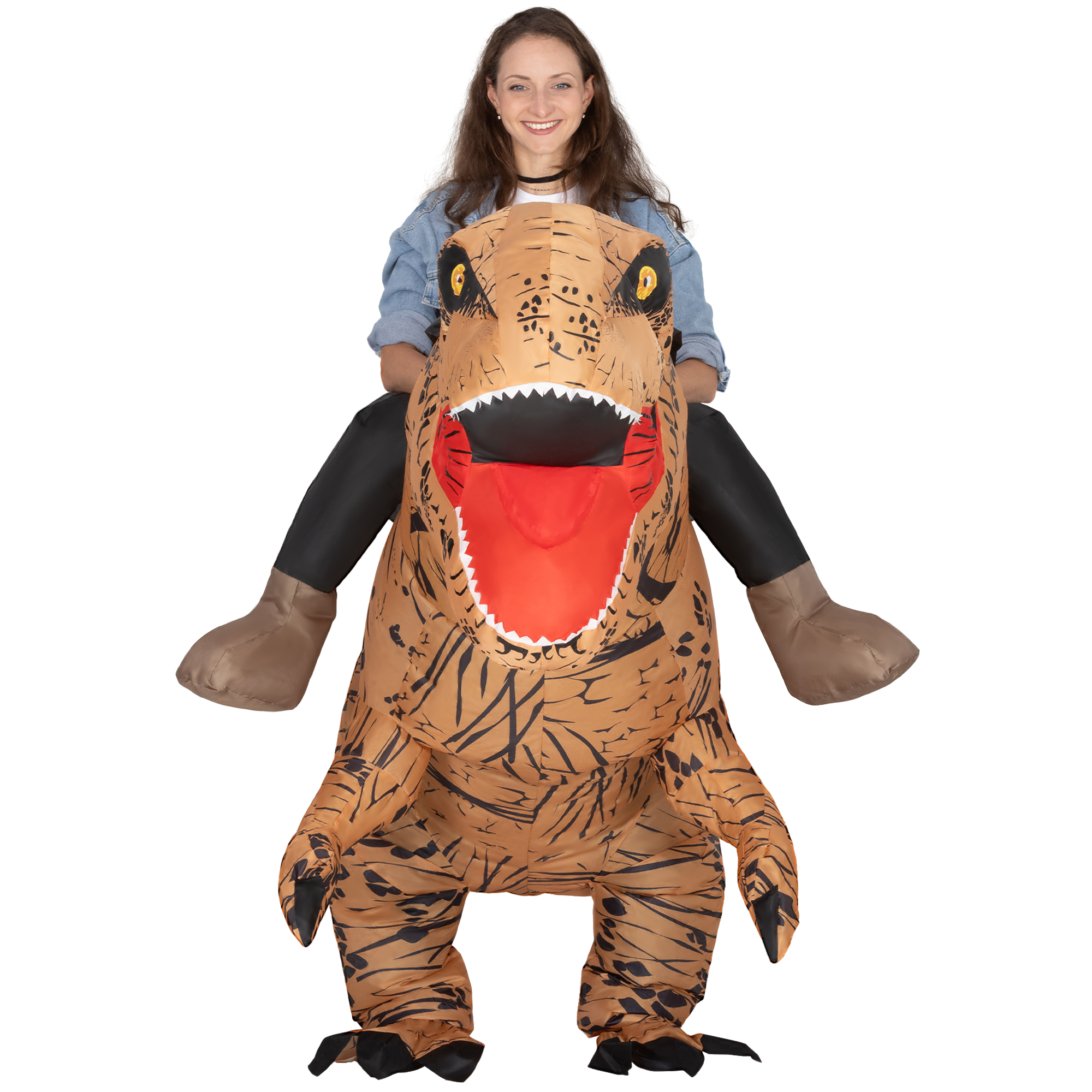 Aufblasbares Dinosaurier Kostüm für Erwachsene Dino T-Rex Kostüme lustig Halloween Karneval Party