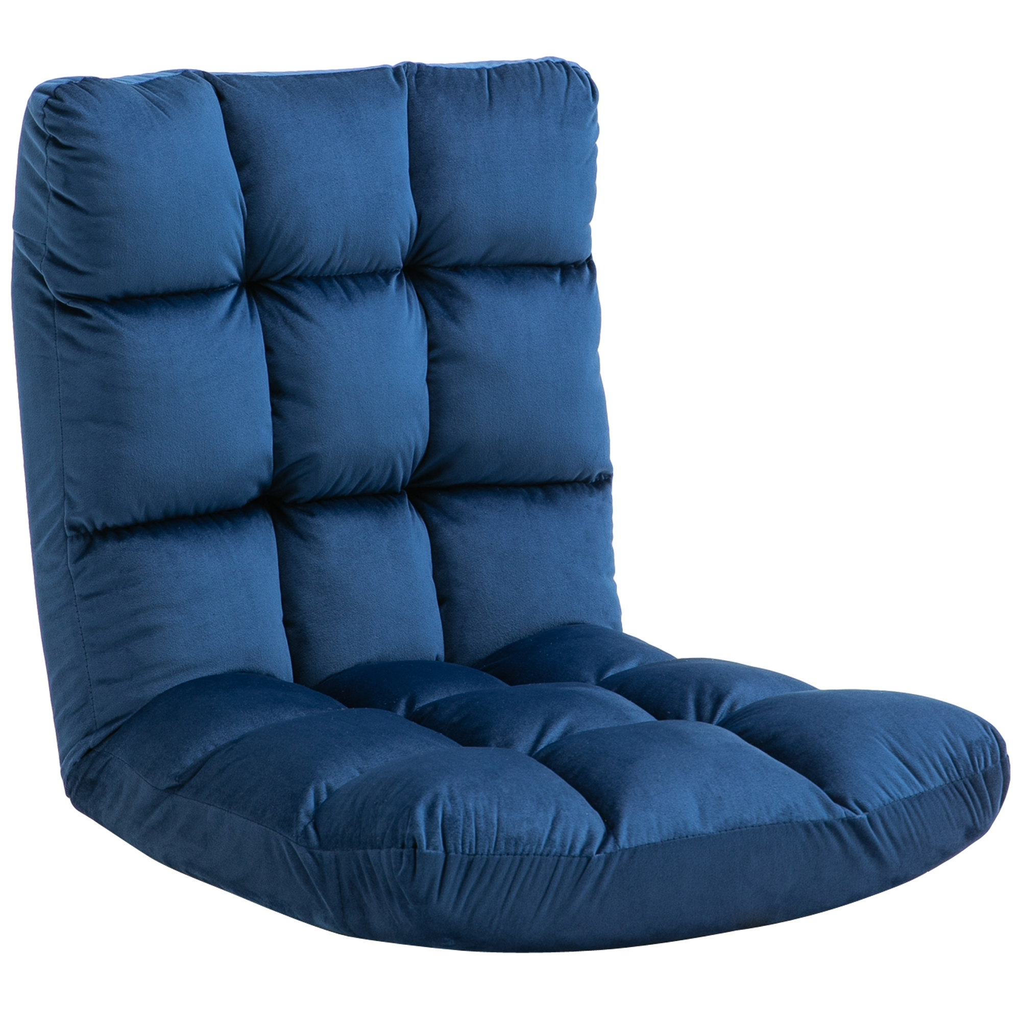 Sessel Gästematratze Bodensessel, verstellbare Rückenlehne, Velouroptik, 55 cm x 71 cm x 53,5 cm, Blau