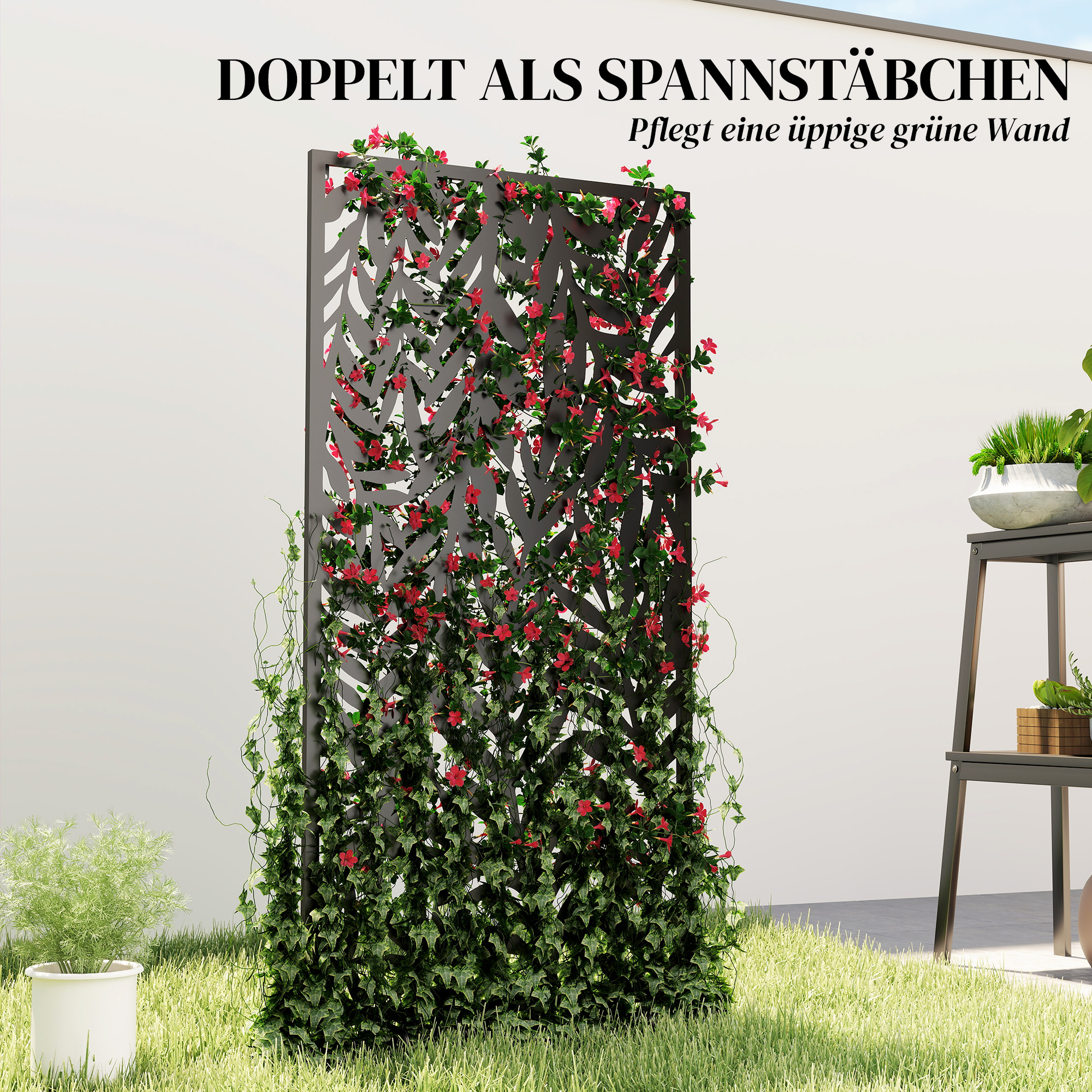 Raumteiler 65 x 130 cm Freistehend Hängend Paravent, Trennwand Sichtschutz aus Metall Schwarz