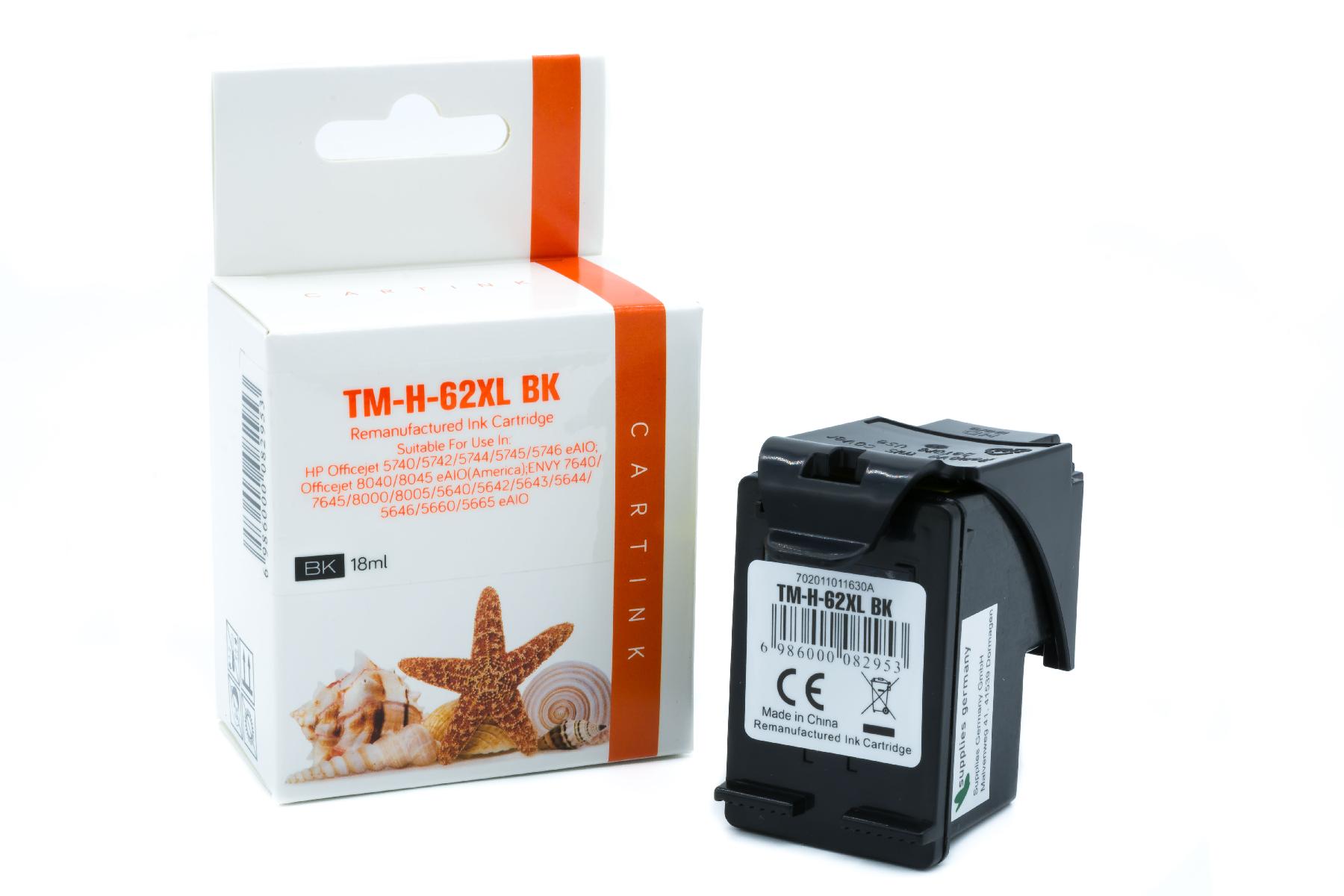 62XLBK Refill Tinte black für HP / C2P05AE / 12