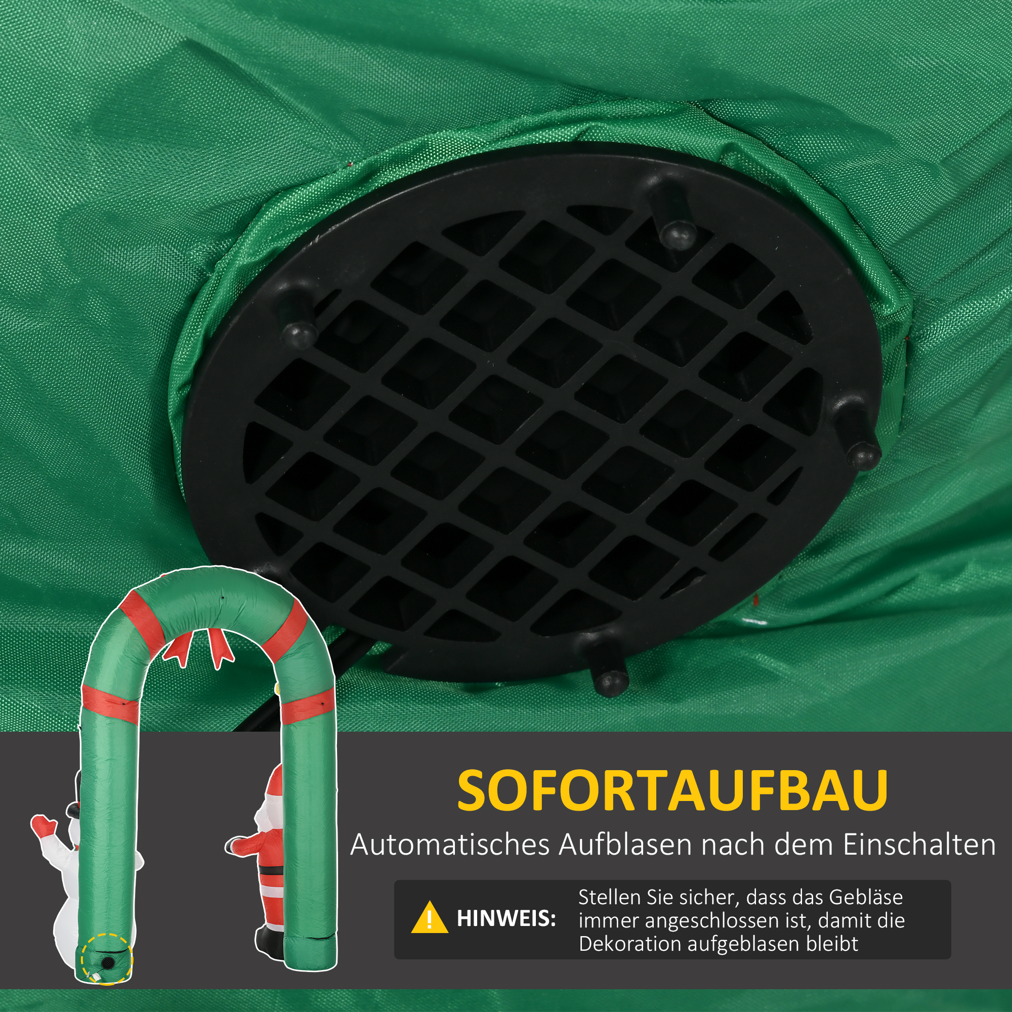 aufblasbarer Torbogen mit Weihnachtsmann und Schneemann, LED-Beleuchtung, integriertes Gebläse, 198 x 80 x 245 cm