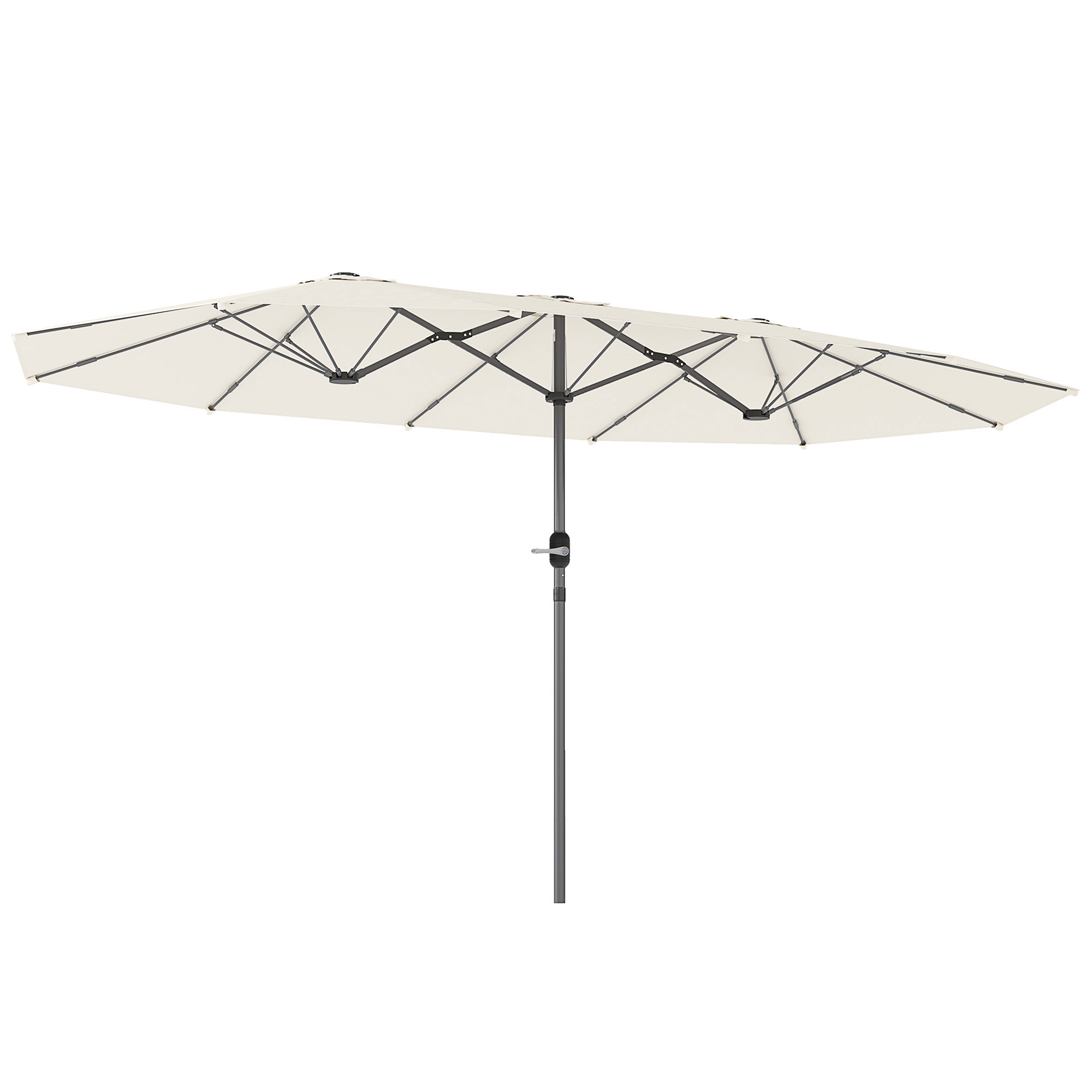 Doppelsonnenschirm 436 x 260 cm, UV Schutz Stahl Sonnenschirm mit Handkurbel, oval Beige