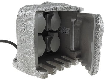 Gartensteckdose "Stone", 4-fach, 250V/16A, IP44, inkl. 5m Zuleitung Gartensteckdose "Stone", 4-fach, 250V/16A, IP44, inkl. 5m Zuleitung