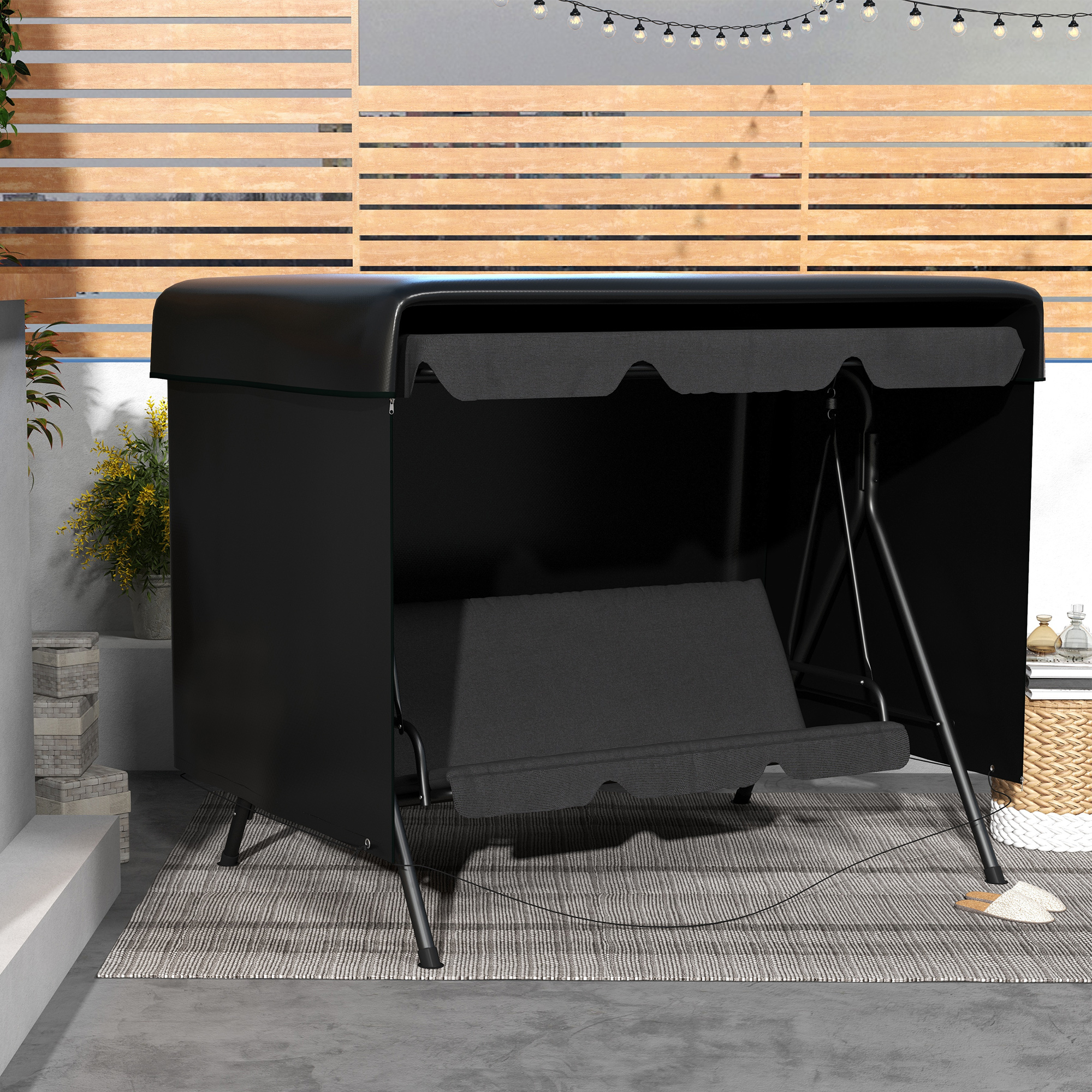 Gartenmöbelabdeckung Abdeckung Schutzhülle für Outdoor-Möbel, 215 cm x 155 cm x 150 cm, Schwarz