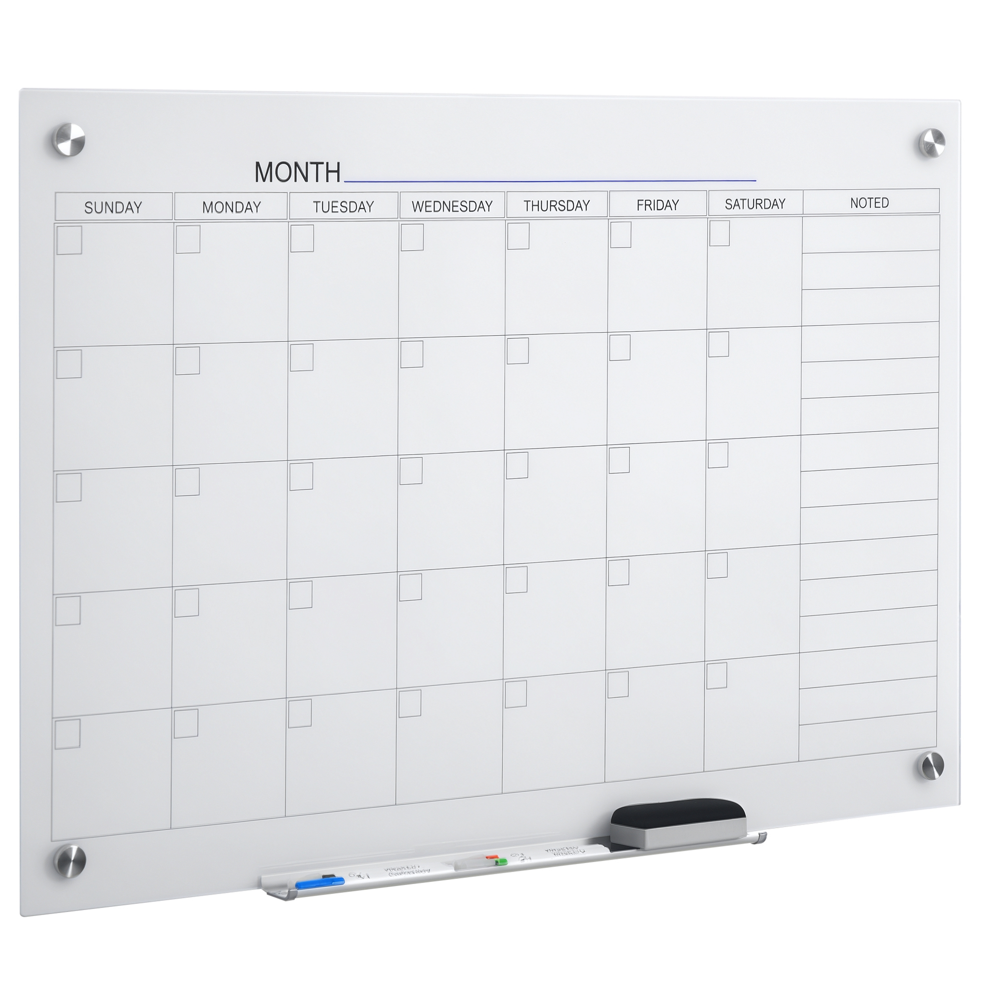 Whiteboard Whiteboard Kalender für Organisation Ferienpläne und Monatsplanungen inkl, 1 Stifthalter, 4 Marker & Radierer 90 x 60 cm
