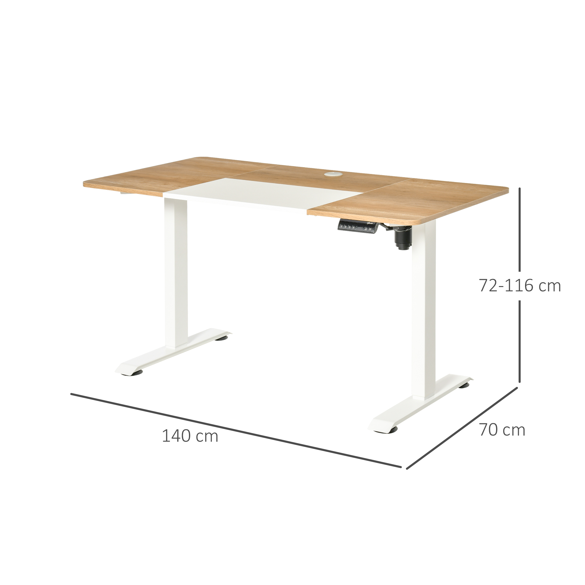 Höhenverstellbarer Schreibtisch Elektrisch 140 x 70 cm Computertisch mit 4 Memory-Steuerung, 4 tlg, Tischplatte, Steh-Sitz Tisch mit Anti-Kollision, Überhitzungsschutz Weiß