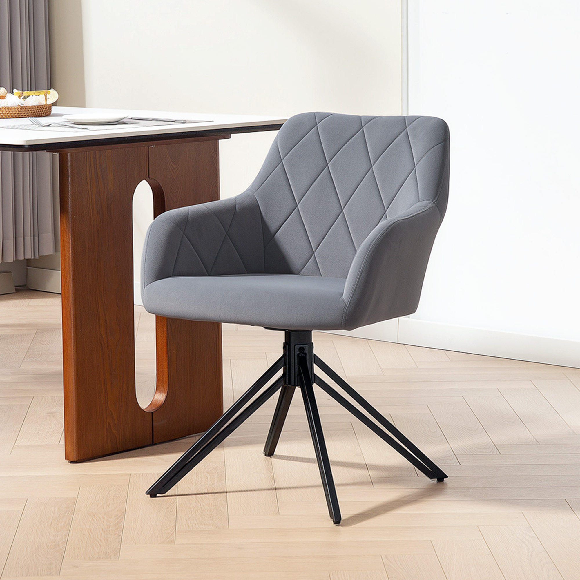 Akzentstuhl im Retro-Design Samtoptik 58 cm x 60,5 cm x 79 cm Stahl Grau