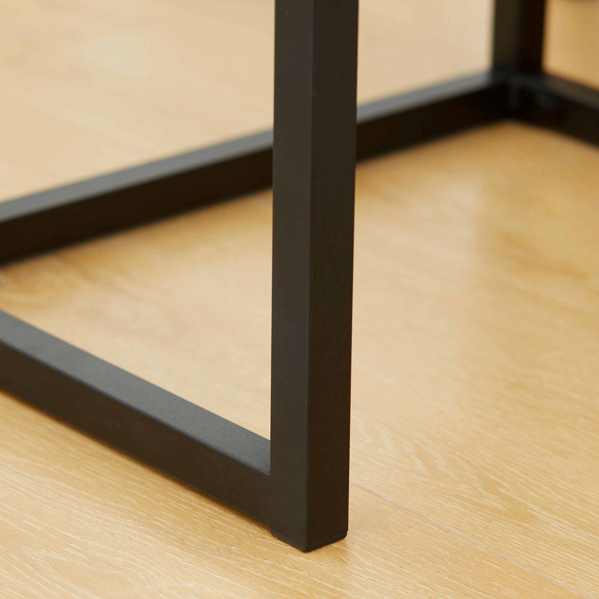 Konsolentisch im Industiriedesign, Beistelltisch, Sideboard, 1 Schrank, Naturholz + Schwarz