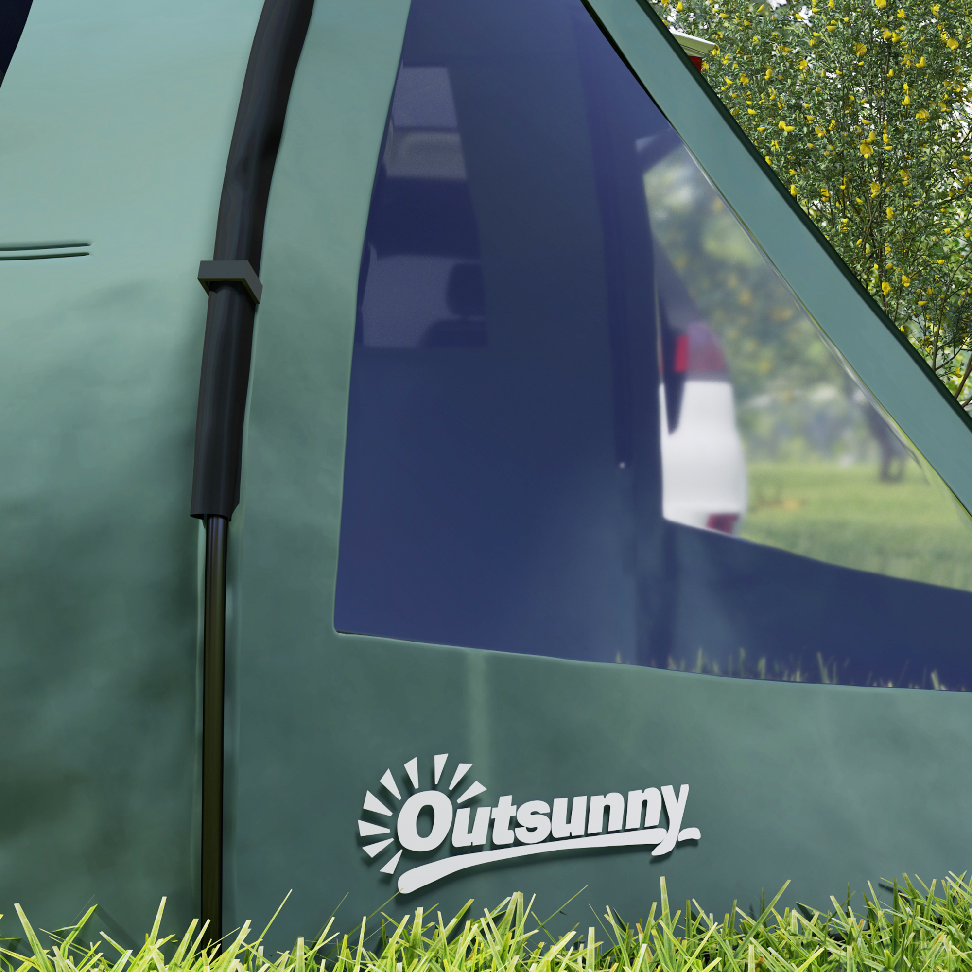 Campingzelt für 3-4 Personen, zwei Innenräume, Netzfenster, grün, 4,75 x 2,64 x 1,72 m