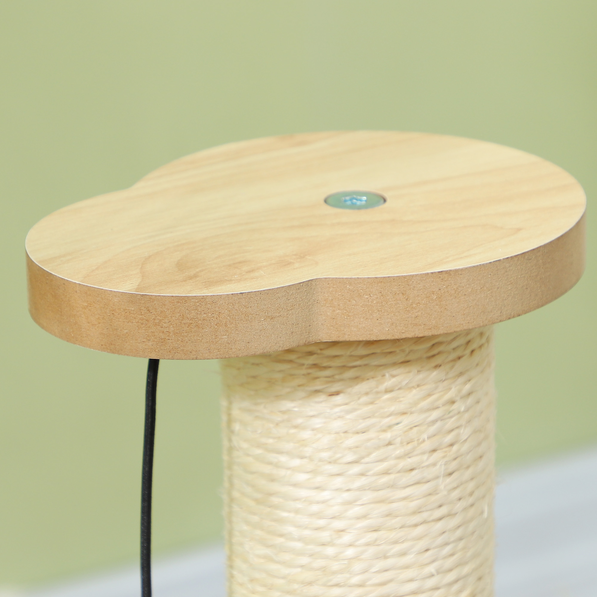 Katzen-Kratzbaum, 49 cm, Sisal-Kratzpfosten, Kugelbahn, Spielball, Spielfeder, 4-in-1-Design, Eiche, Weiß