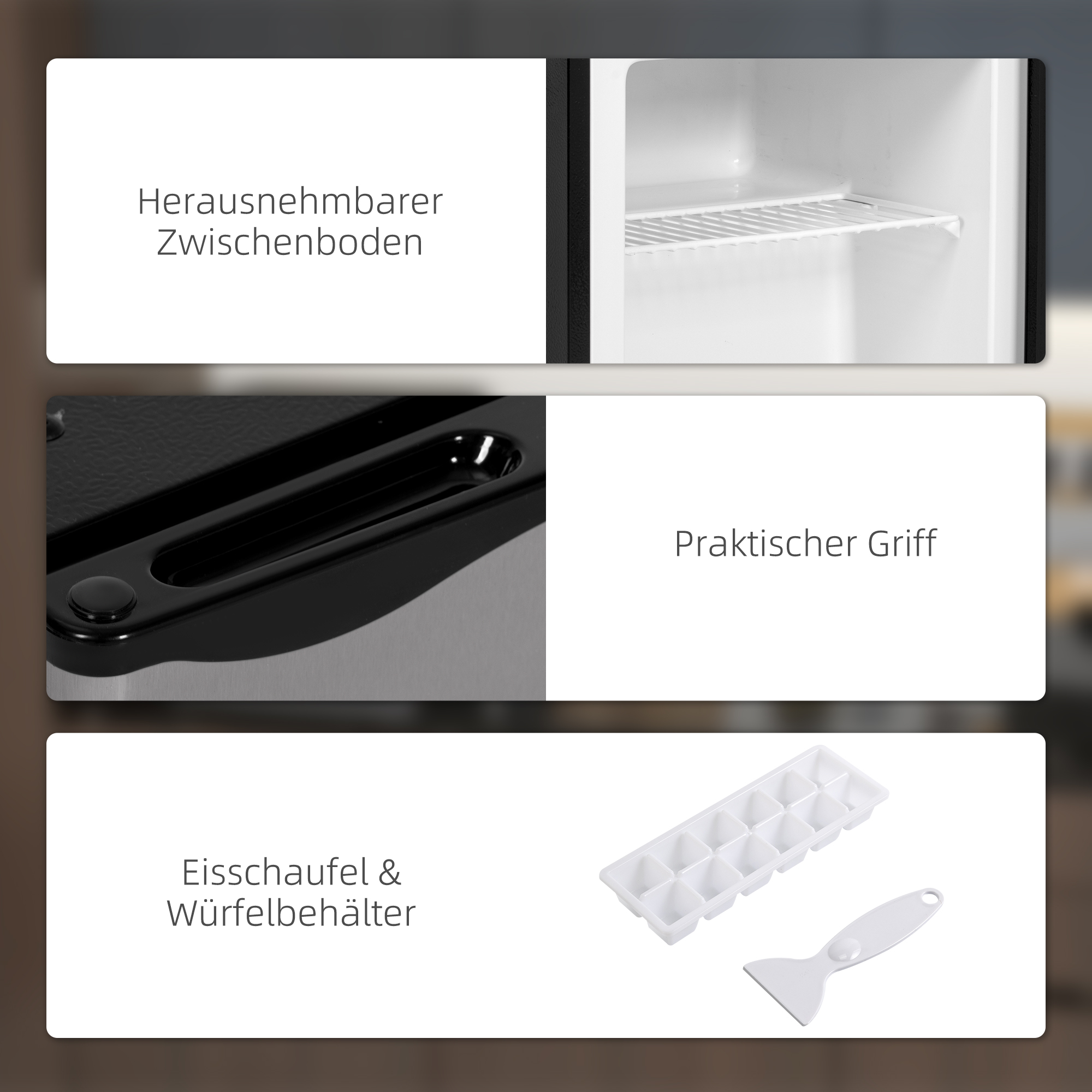 Mini-Gefrierschrank, 35 L Minikühlschrank, -14 bis -24?, 5-stufige Temperaturregelung, 47 x 44,2 x 48,8 cm, Silber