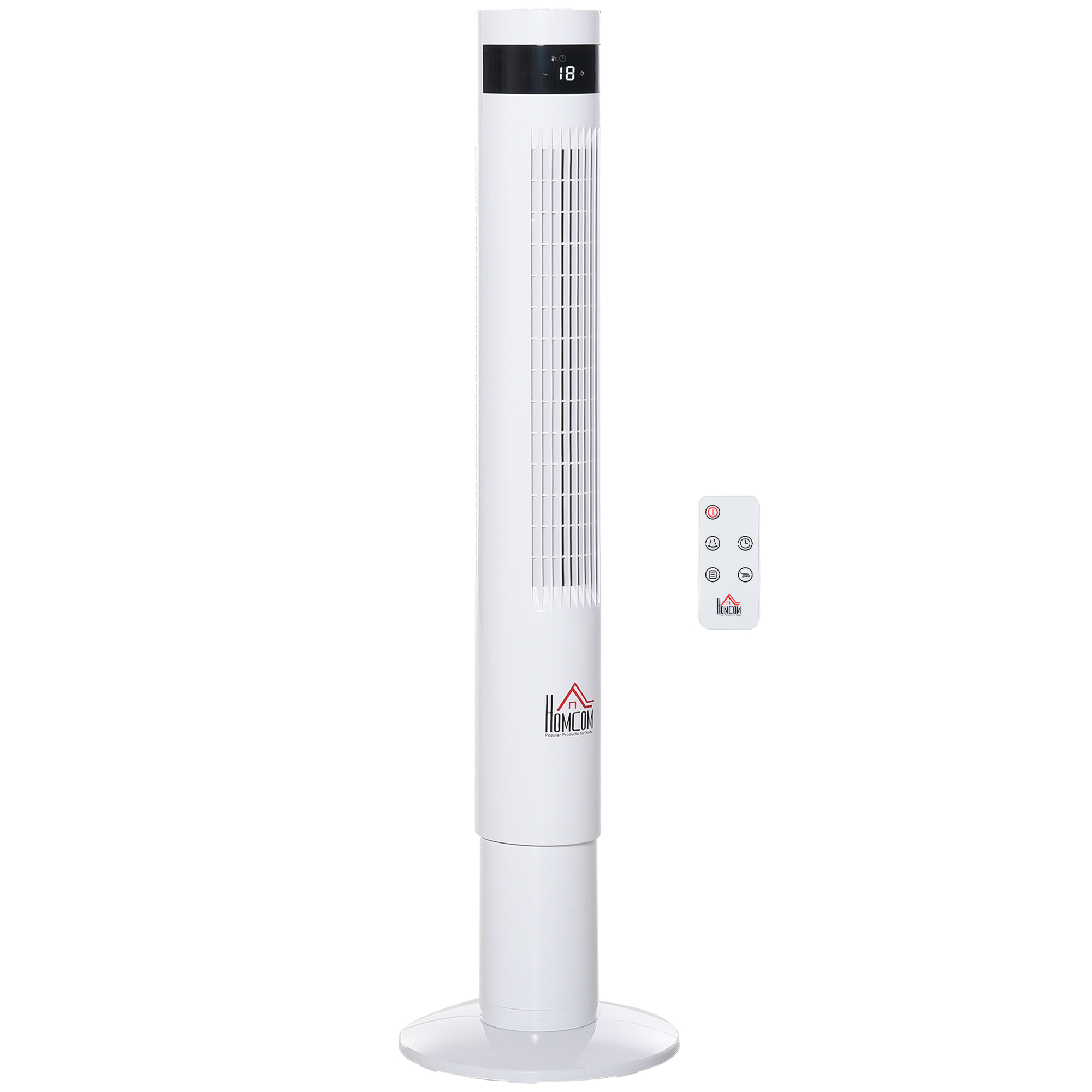 Turmventilator, Standventilator mit 3 Belüftungsstufen, Fernbedienung, 50W Ventilator mit 12H Timer, LCD-Anzeige, 85° Oszillation, für Schlafzimmer, Weiß
