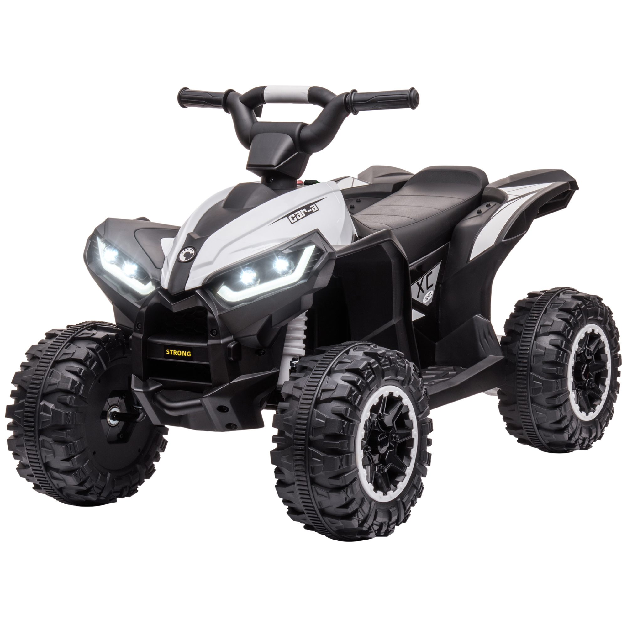 Kinder-Quad Kinderauto, 6 km/h, Sound- und Lichteffekte, : 83 cm x 53 cm x 55,5 cm, Schwarz + Weiß