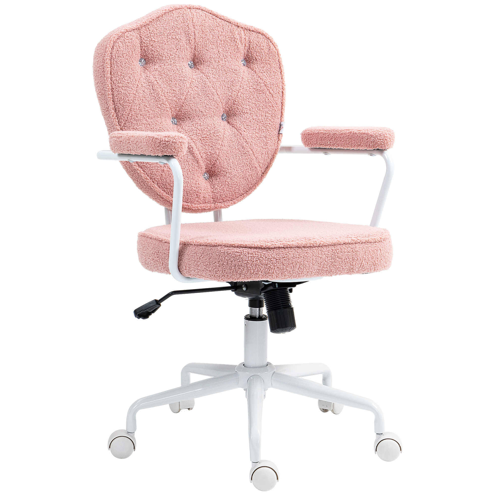 Bürostuhl mit geknöpftem, weichem Bezug, höhenverstellbar, Rosa
