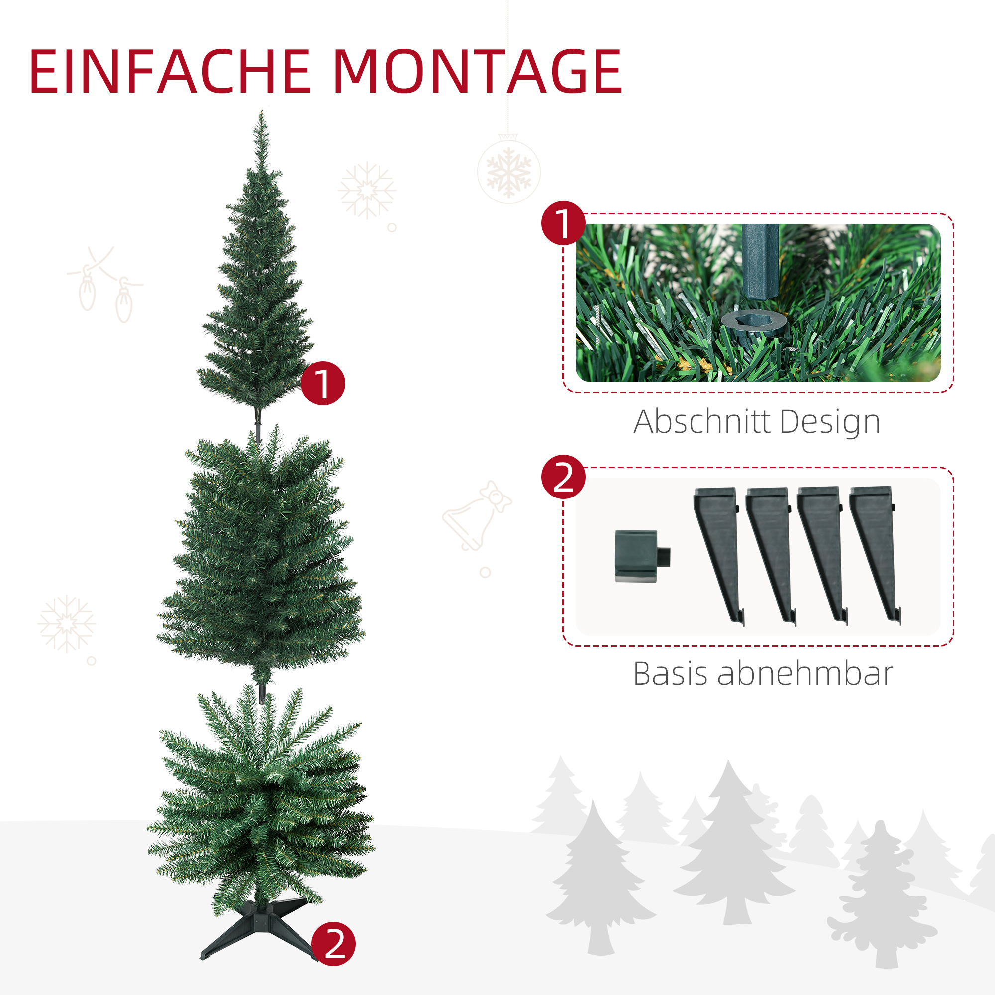 Weihnachtsbaum künstliche Künstliche Tanne Christbaum, inkl Ständer Weihnachtsstern 1,8 m, Grün