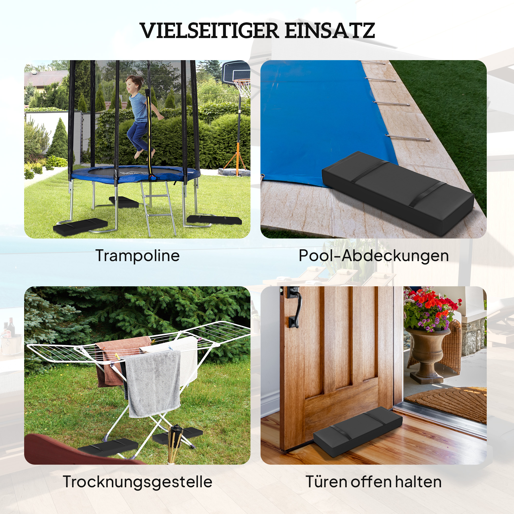 2er Set Sandsäcke für Sonnenschirm auffüllbare bis 25 kg Sandsack für Schirmständer 600D Oxford Schwarz