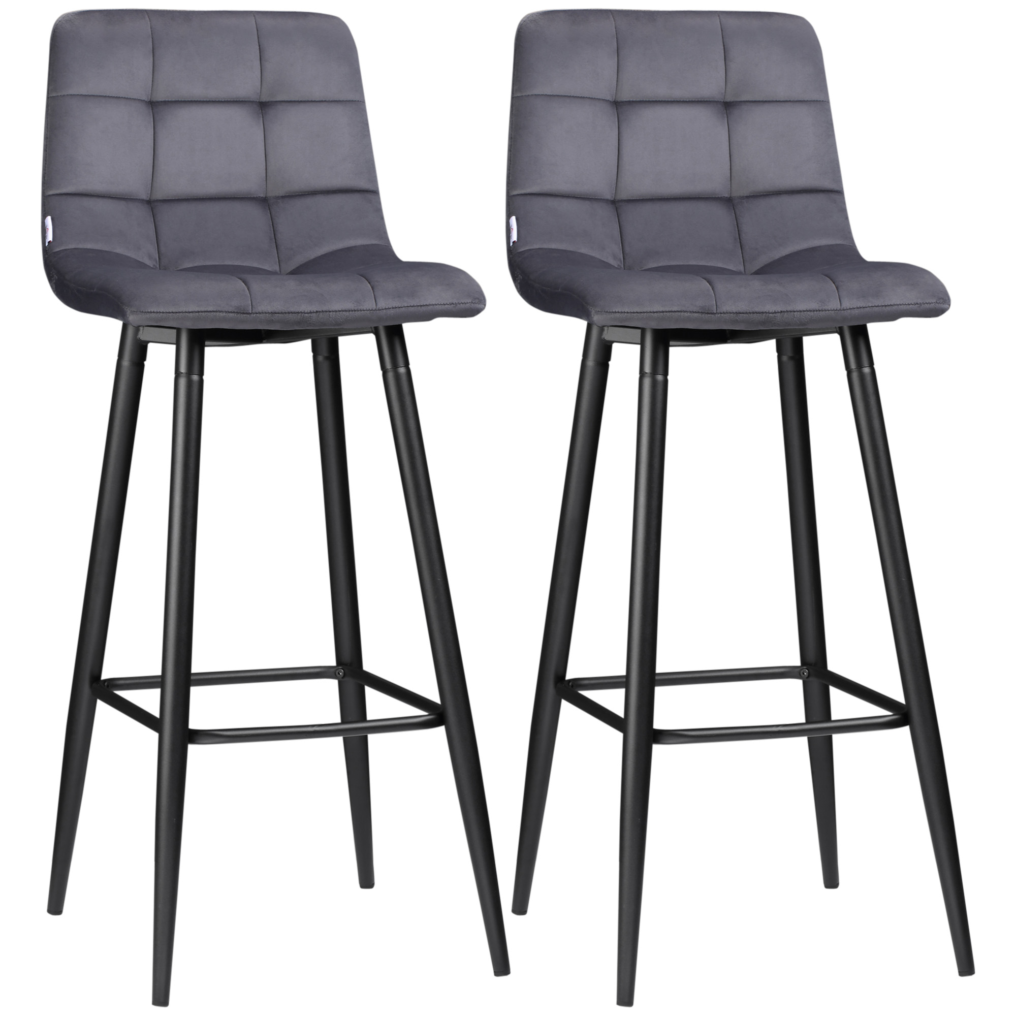2er-Set Barhocker mit Fußstütze im Retrodesign 42 cm x 55 cm x 103 cm Grau