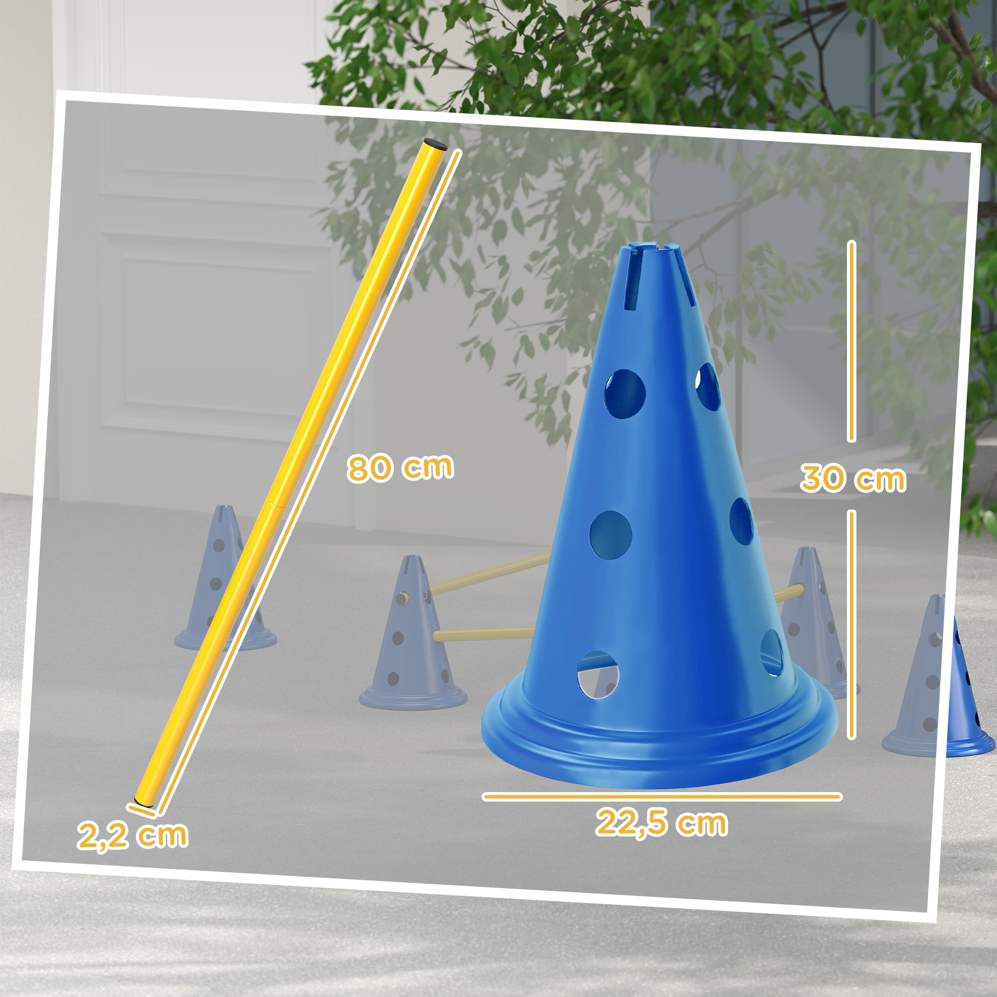 Agility Set Hunde 3-teiliges Agility-Ausrüstung für Hundetraining Steckhürdenset mit 6 Kegel 3 Hürden Tragetasche