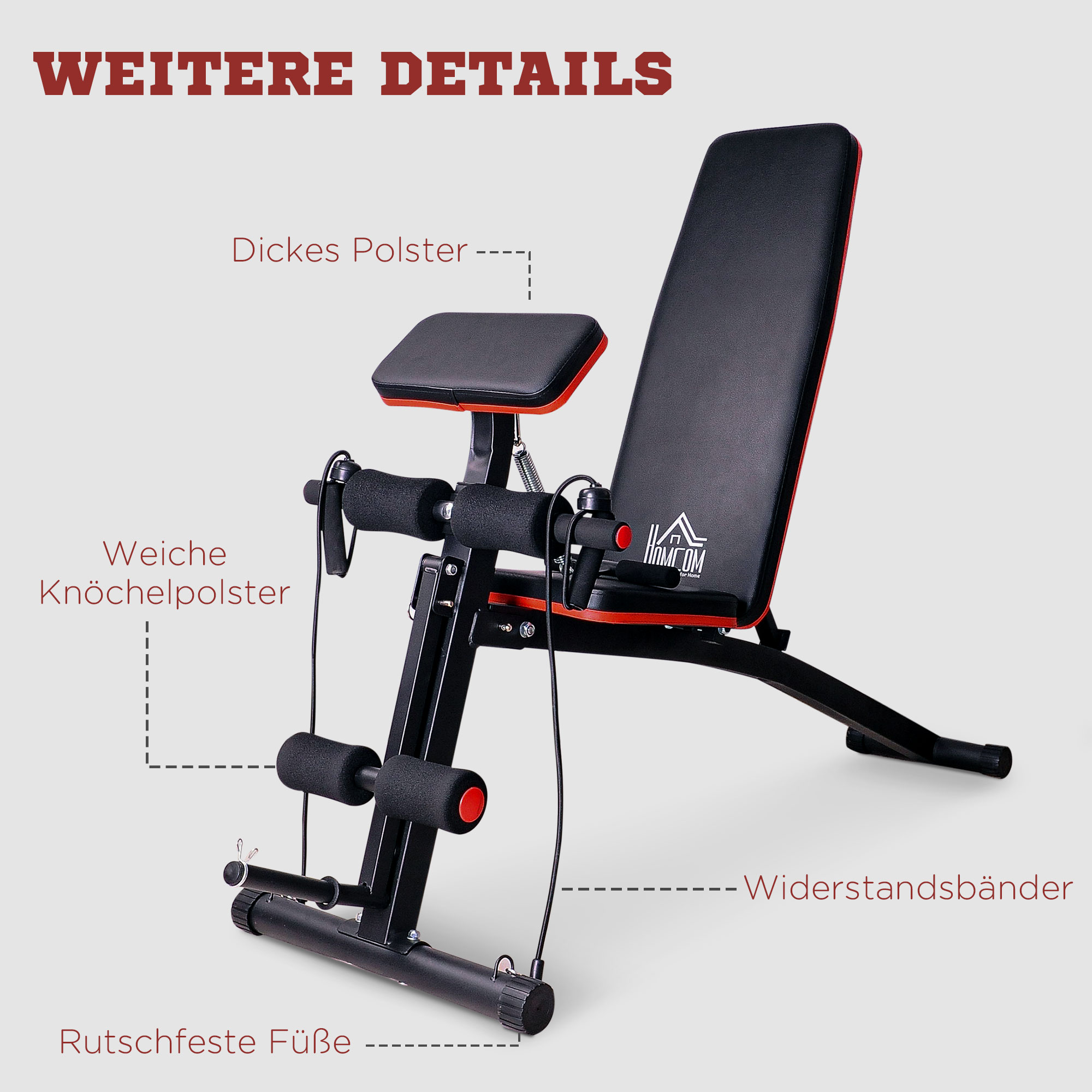 Multifunktion Hantelbank Kraftstation mit Feder Booster Trainingsbank Gewicht bis 120kg Schwarz 54 x 160 x 106 cm