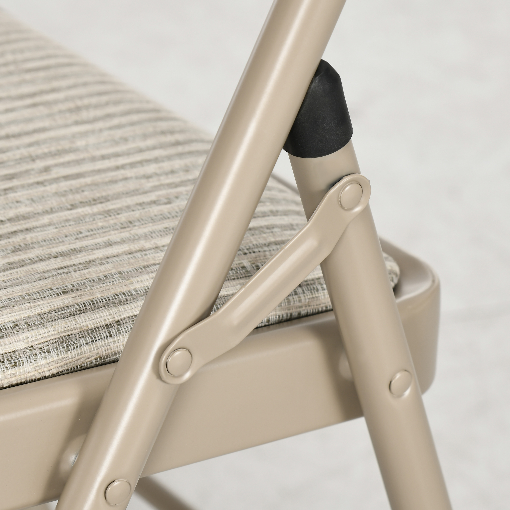 6er-Set Klappstühle, Tragbare Bürostühle, Stahlbeine, Faltstuhl für Büro, Empfang, Wartezimmer, Leinenoptik Beige