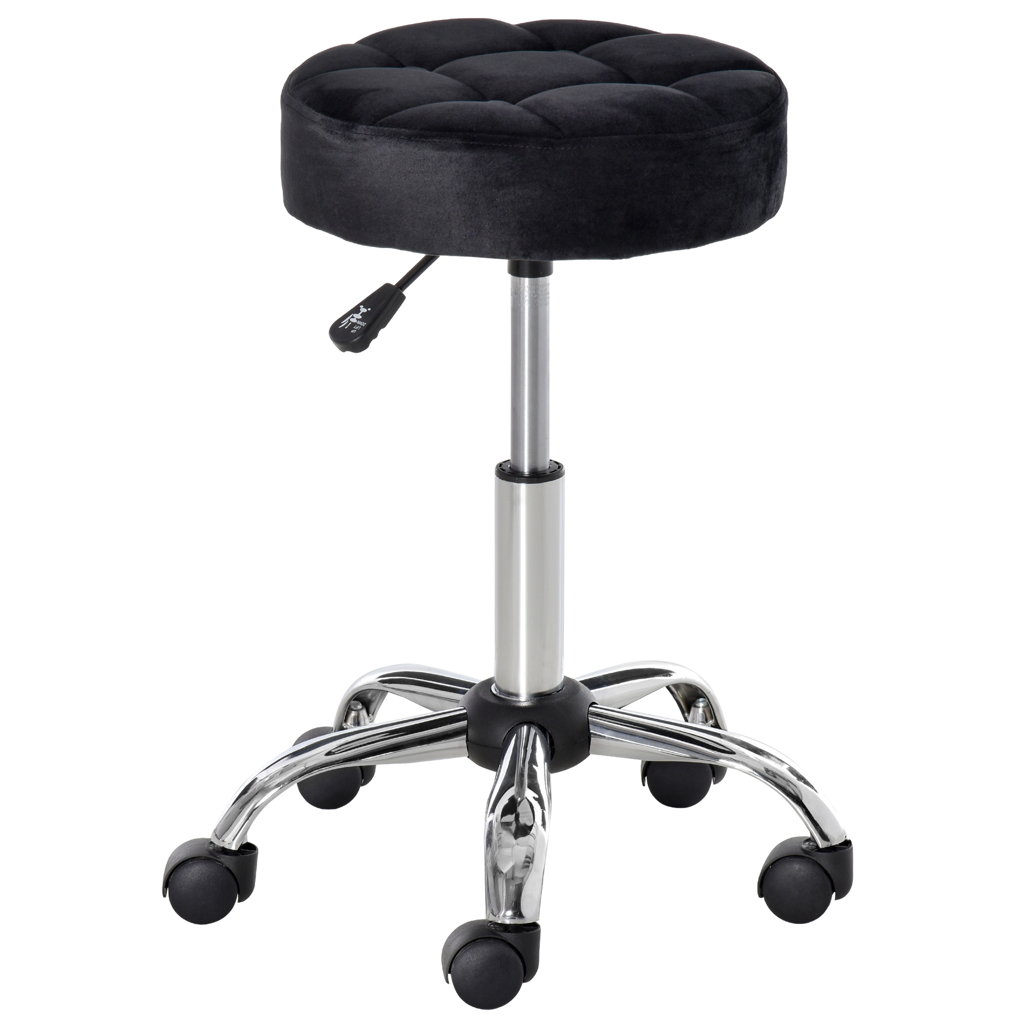 Salonhocker, höhenverstellbar, Bezug in Samtoptik, Ø35 x 49-61 cm, Schwarz