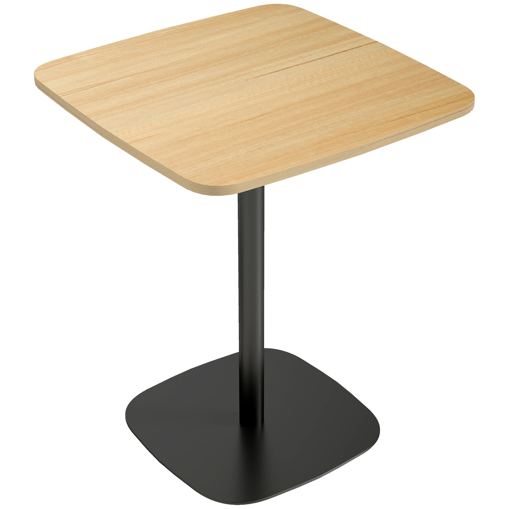 Kleiner Esstisch, 60 cm, quadratisch, MDF-Tischplatte, Stahlsockel, für Wohnzimmer, Esszimmer, Küche, Naturholz+Schwarz