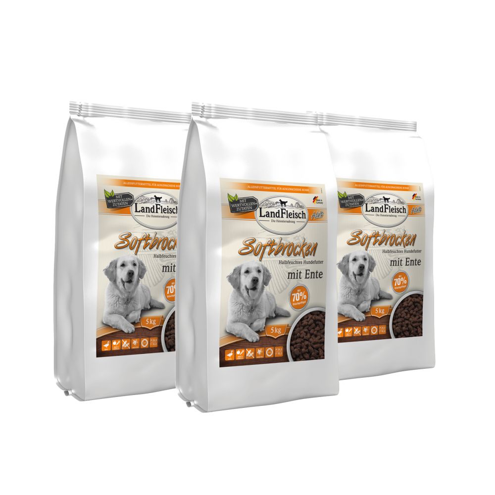 Landfleisch Softbrocken mit Ente 3x5kg