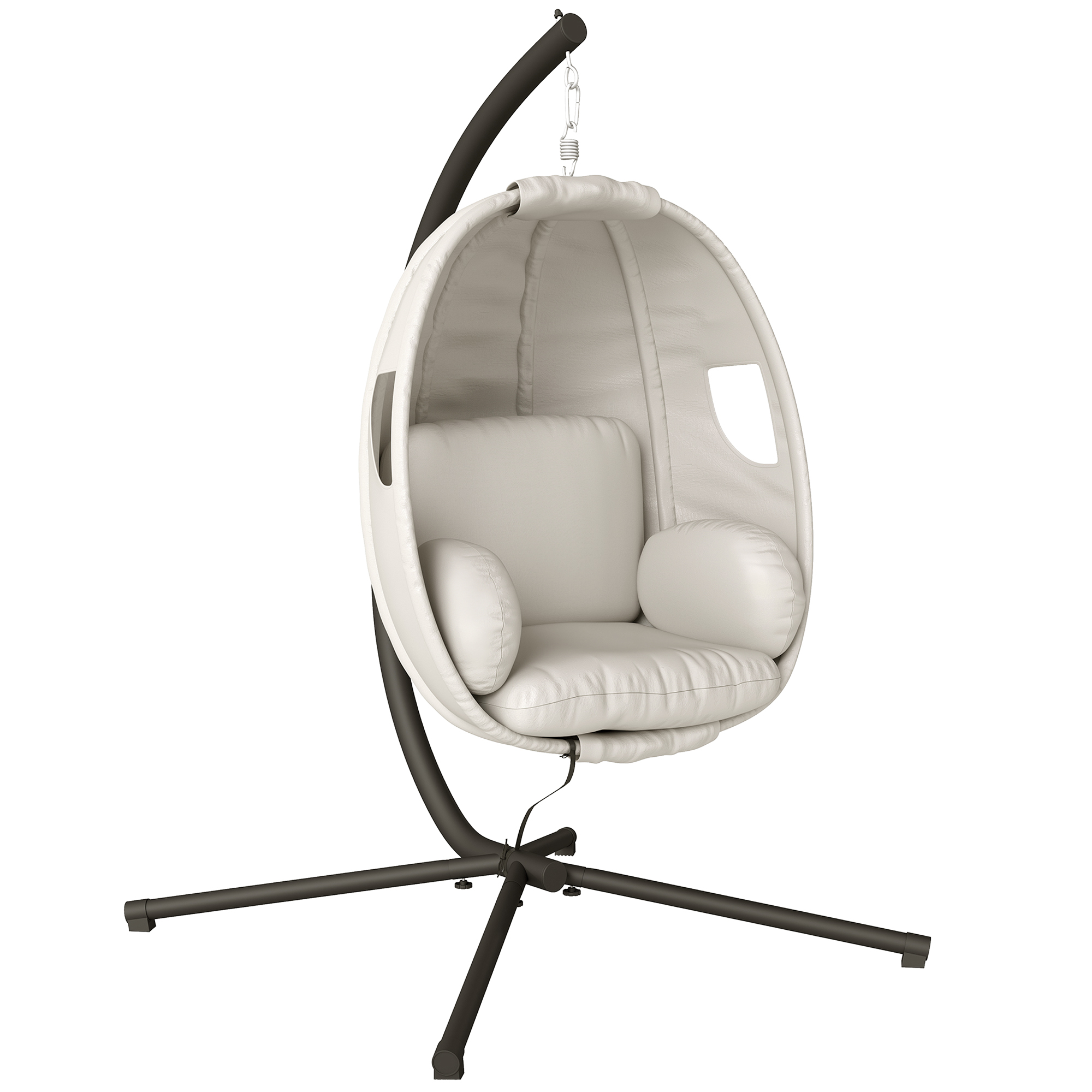 Hängesessel mit Gestell, faltbar Hängekorb mit dick Sitzpolstern verstellbarer Höhe Sicherheitsgurt bis 120 kg