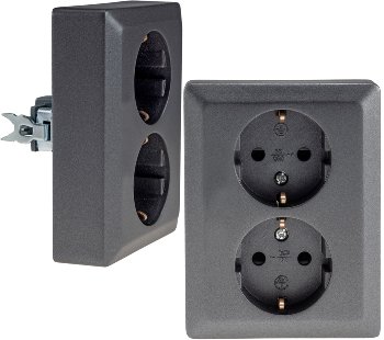 MILOS Schutzkontakt-Steckdose 2-fach, 250V~/ 16A, 1x UP, anthrazit