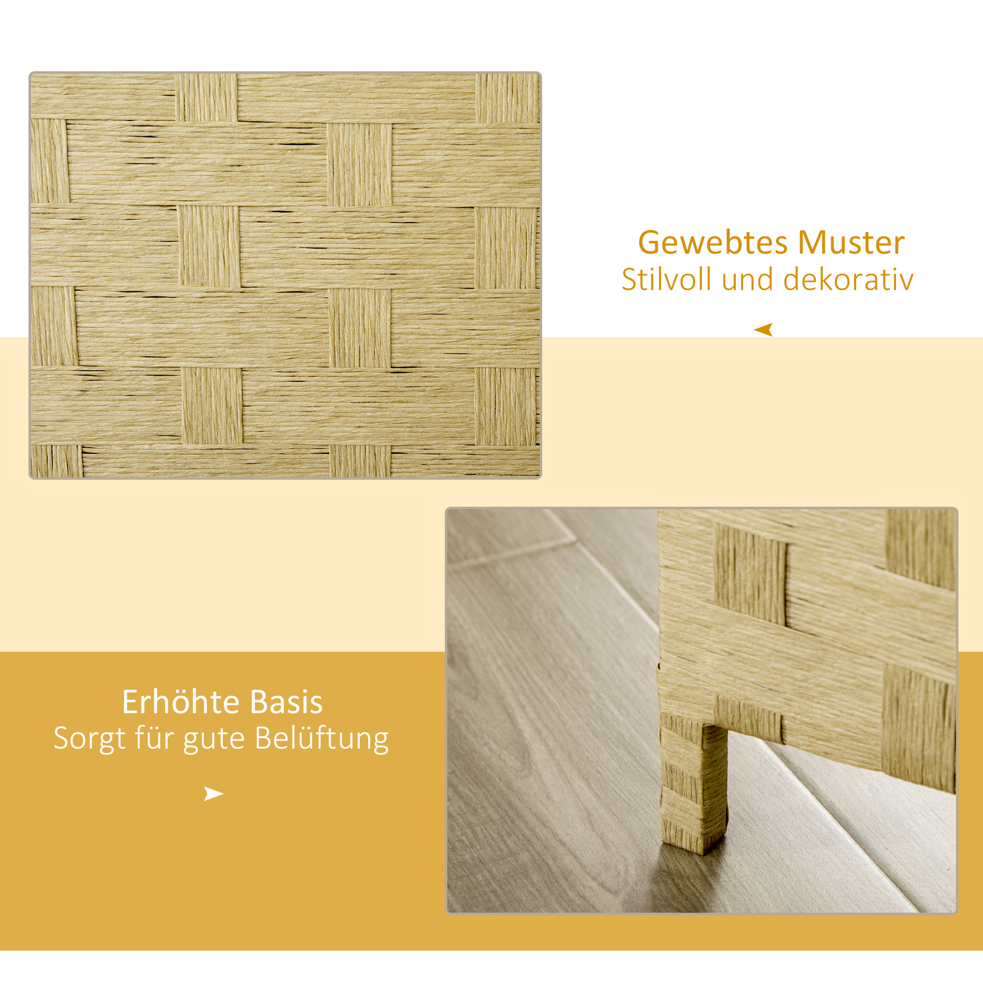 Paravent 4-teilig 159,5x169,5cm Raumteiler aus Wellenfaser für Wohnzimmer Braun