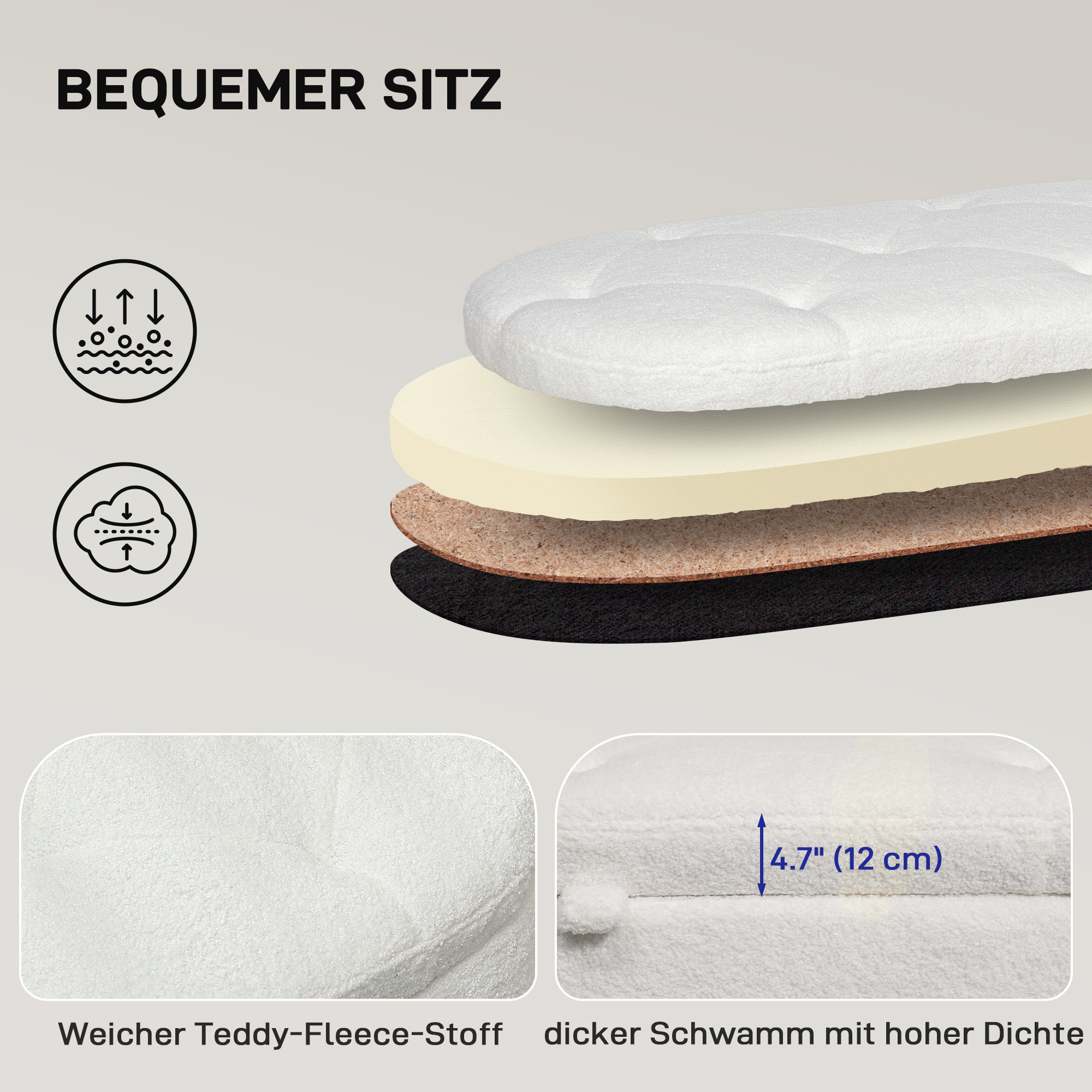 Sitzbank mit Stauraum, Deckel und Metallbeinen für Wohnzimmer, Schlafzimmer, Flur, Weiß