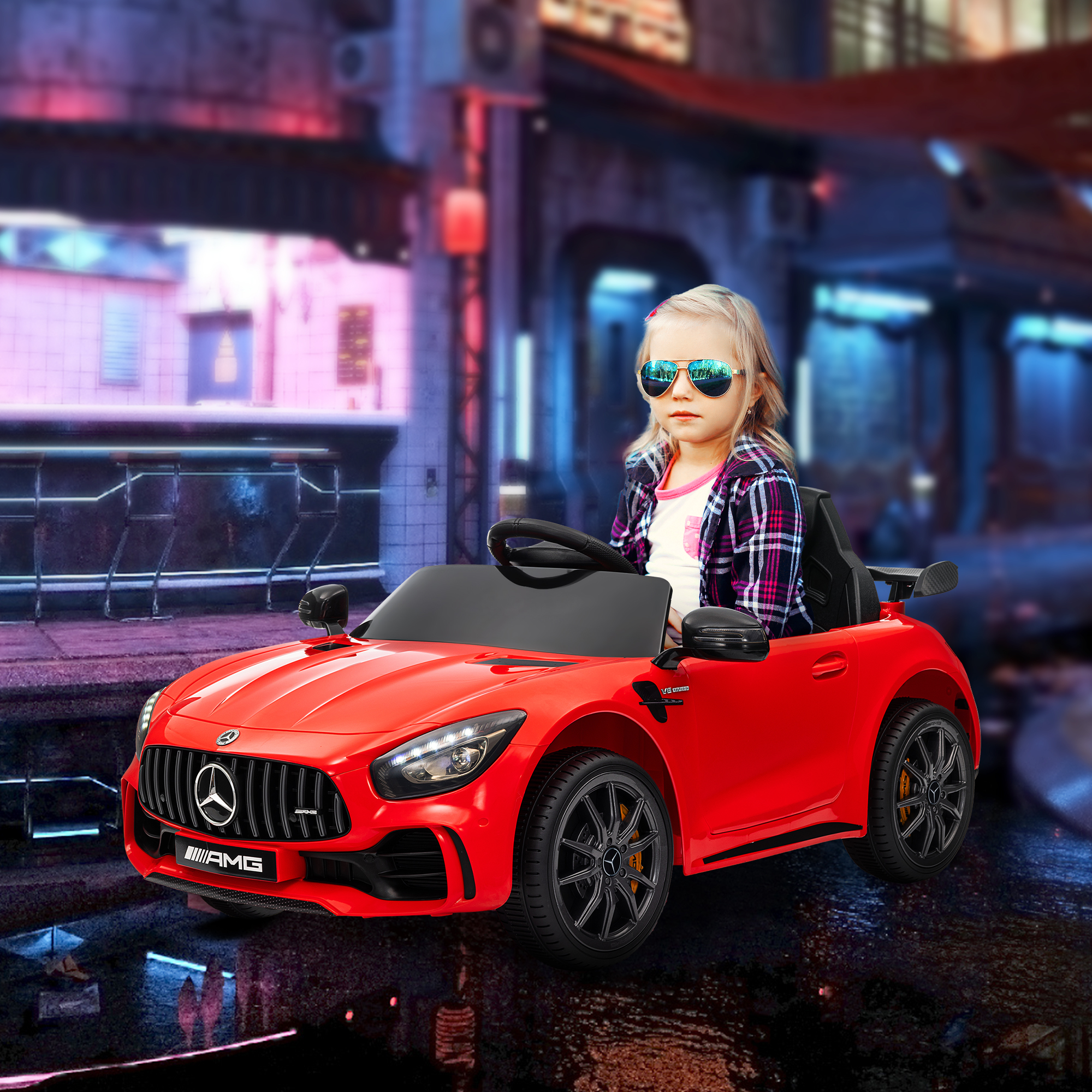 Elektro-Kinderauto, Mercedes, 3-5 km/h, Fernbedienung, Licht & Musik, Rot