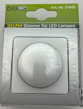 DELPHI Dimmer für LED Lampen / 250V~/ 3-60W, inkl. Rahmen, UP, silber