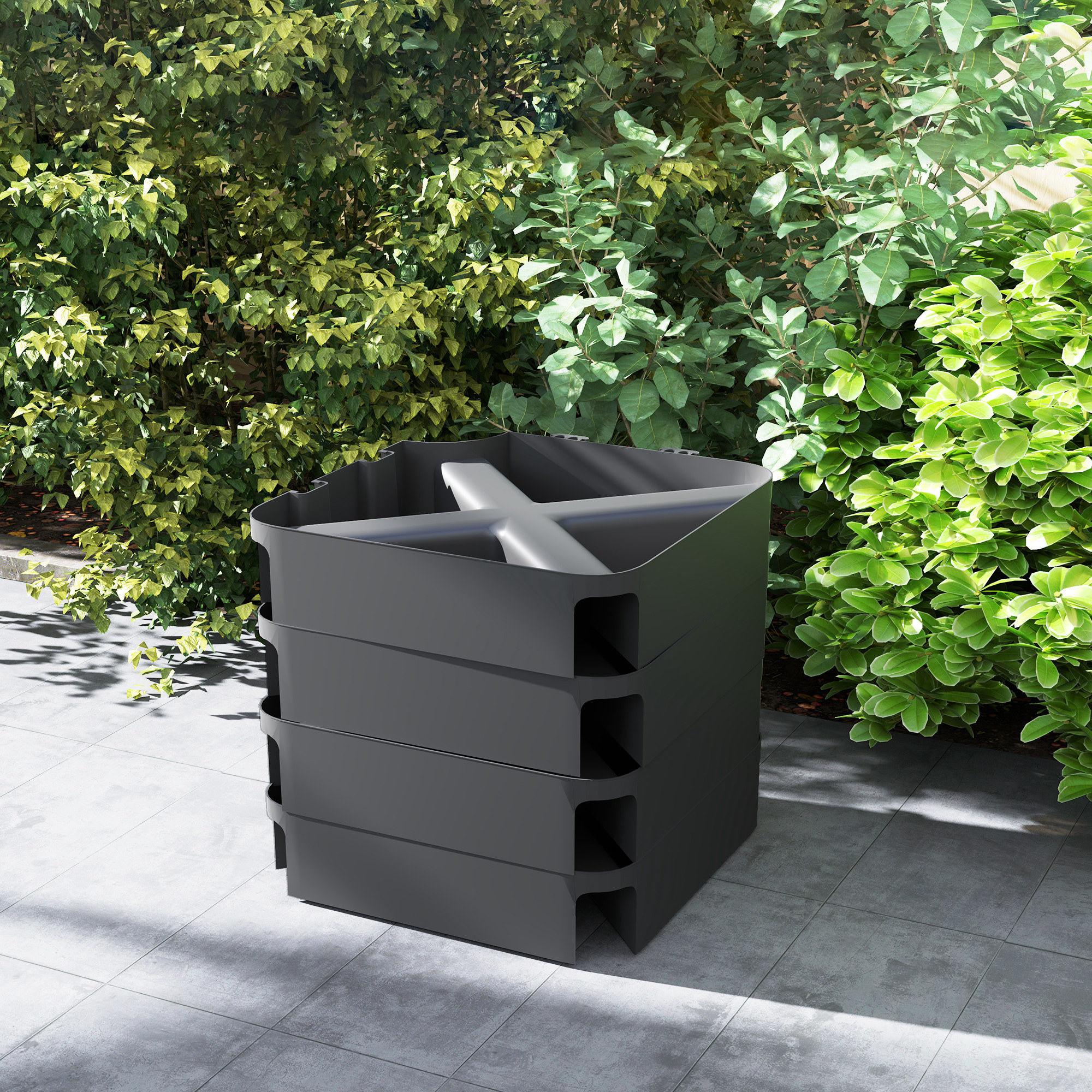 Basisgewichte für Sonnenschirmständer, Wasserdicht, mit Sand befüllbar, Kunststoff, 89L x 89B x 10,5H cm, Schwarz