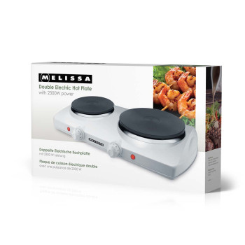 elektrische Doppelkochplatte | 2300 W | Ø 18,5 + 15,5 cm | 5 Heizstufen | rutschfeste Füße | Weiß