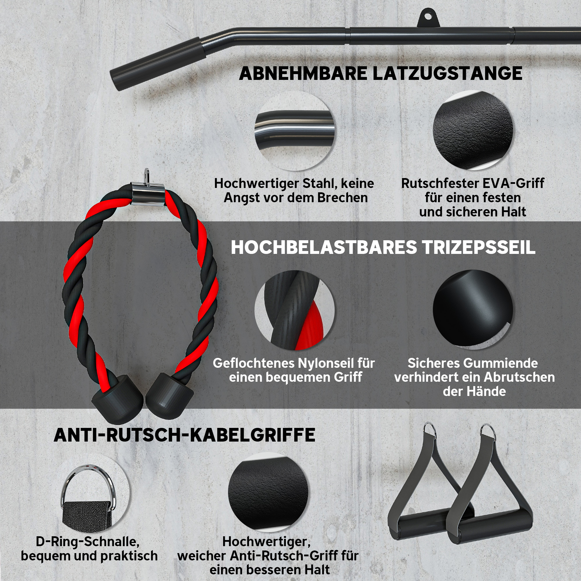 Fitness Latzug Gym Fitnesssgeräte  Kabelzug Pulley System Arm Krafttraining für Zuhause