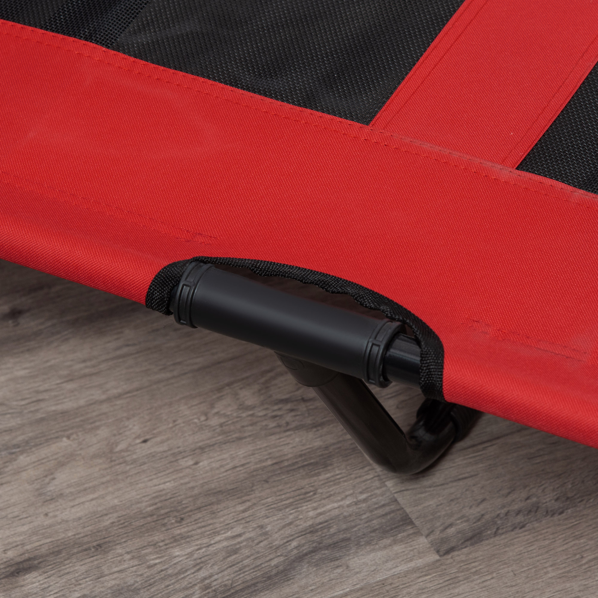 Hundebett, faltbar, Outdoor-Hundebett, erhöhter Stand, 122 cm x 92 cm x 23 cm, Rot + Schwarz