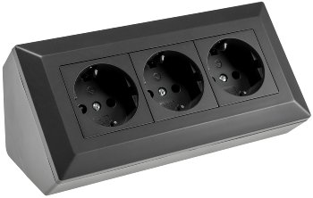 3-fach Steckdosenblock, schwarz, 250V~/ 16A, Aufbaumontage