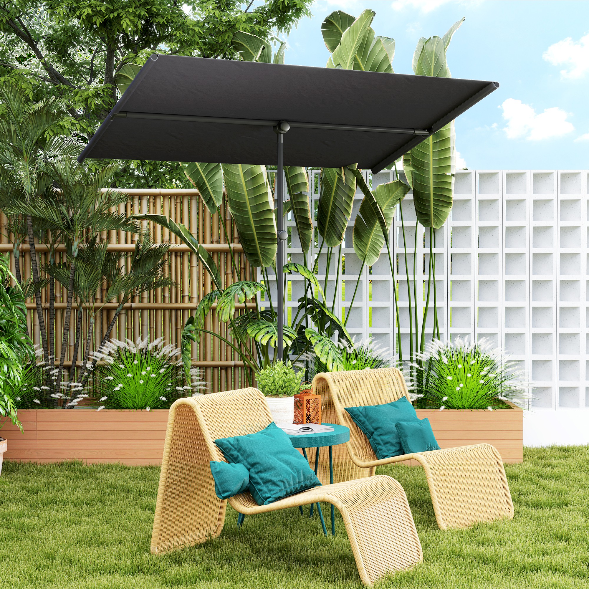 Sonnenschirm 180 Grad drehbar Höhenverstellbar Gartenschirm mit Aluminium-Mast 150x205cm Dunkelgrau