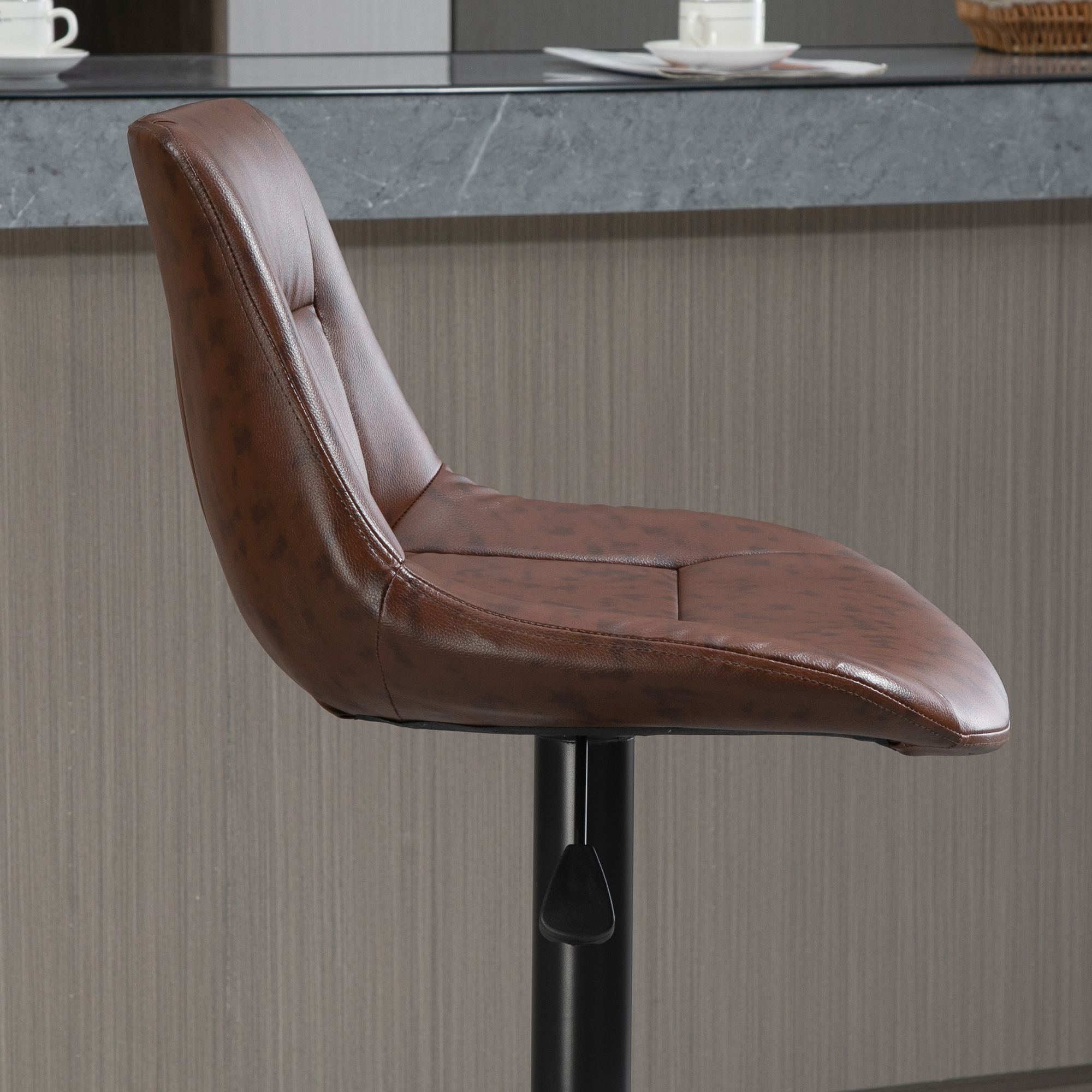 2er-Set Barhocker Barhocker Barstühle, höhenverstellbar, inkl, Fußstütze, 46,5cm x 50cm x 108cm, Schwarz + Braun