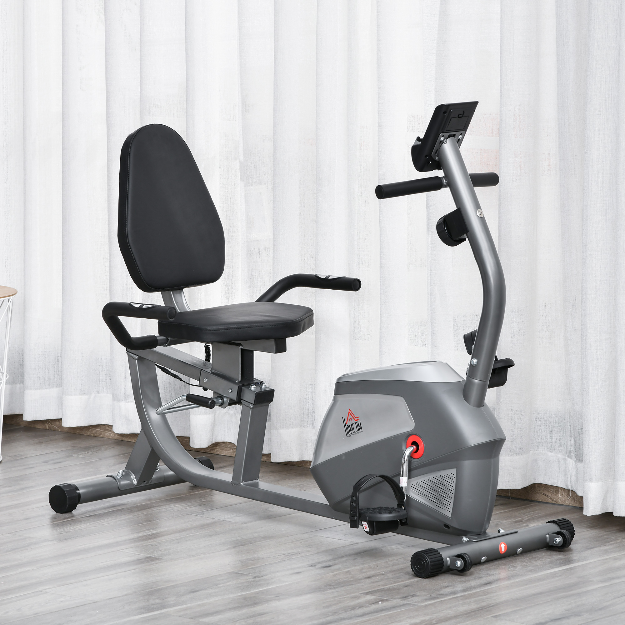 Liegeergometer mit LCD-Anzeige 8 stufig einstellbarem Magnetwiderstand Liegefahrrad Heimtrainer mit Herzfrequenzsensoren, verstellbarer Rückenlehne, Sitzergometer für Senioren bis 110 kg
