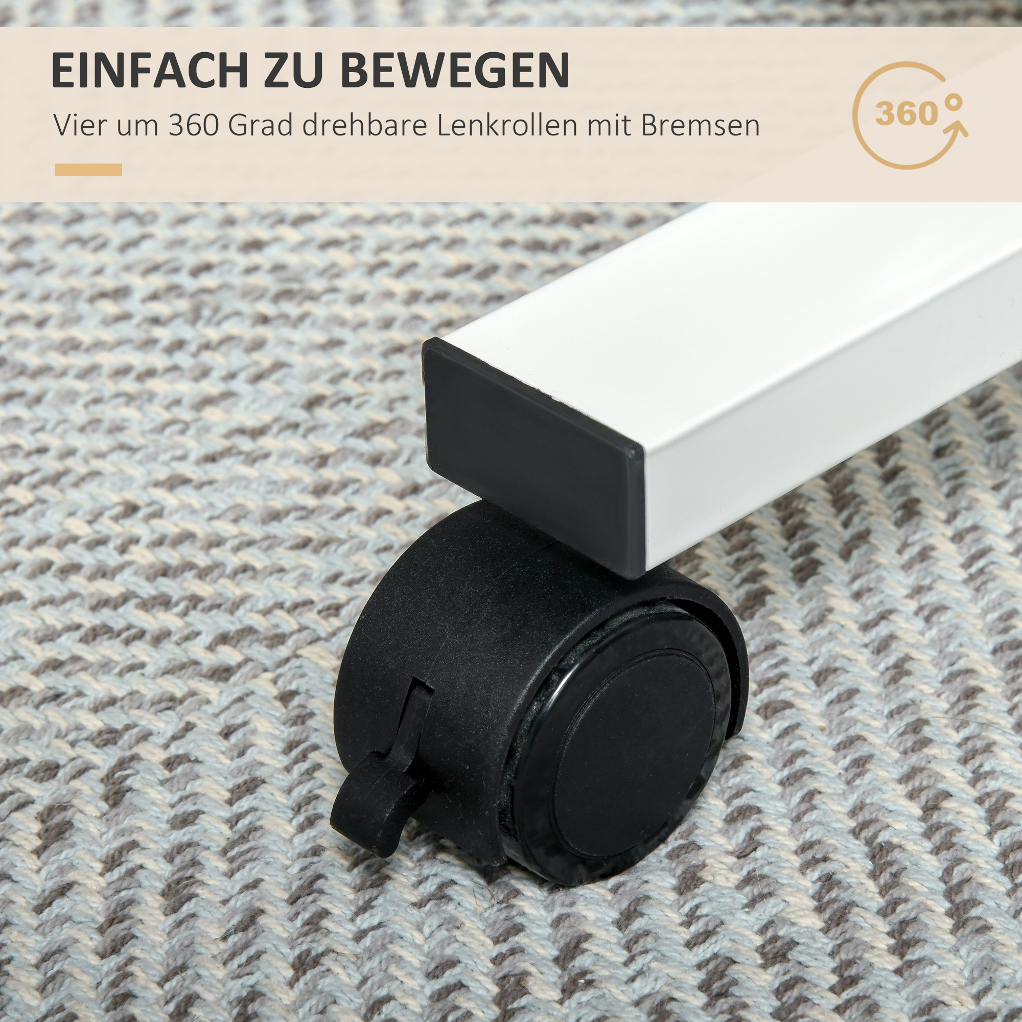 Stehpult Höhenverstellbar inkl. 4 Rollen C-Form 65 cm x 48 cm x 70-110 cm  Natur + Weiß