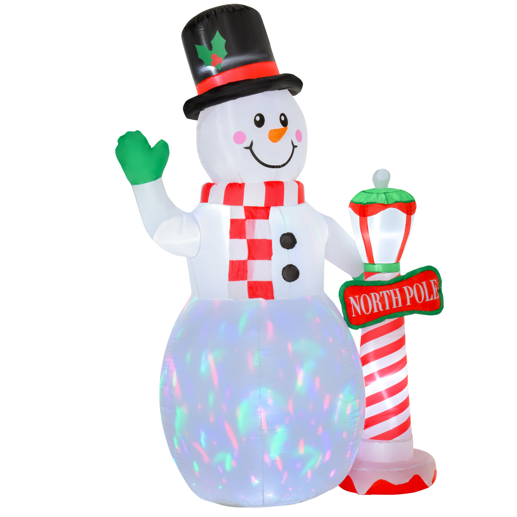 Weihnachtsdeko, aufblasbarer Schneemann, 2,4 m, LED-Beleuchtung, Gebläse, Weiß